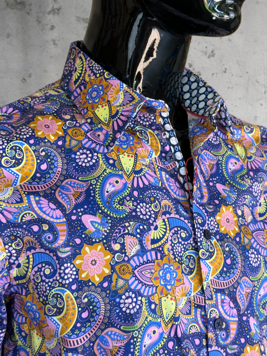 JOHN LENNON Mens Whitby Paisley Shirt - Pink - Image 2