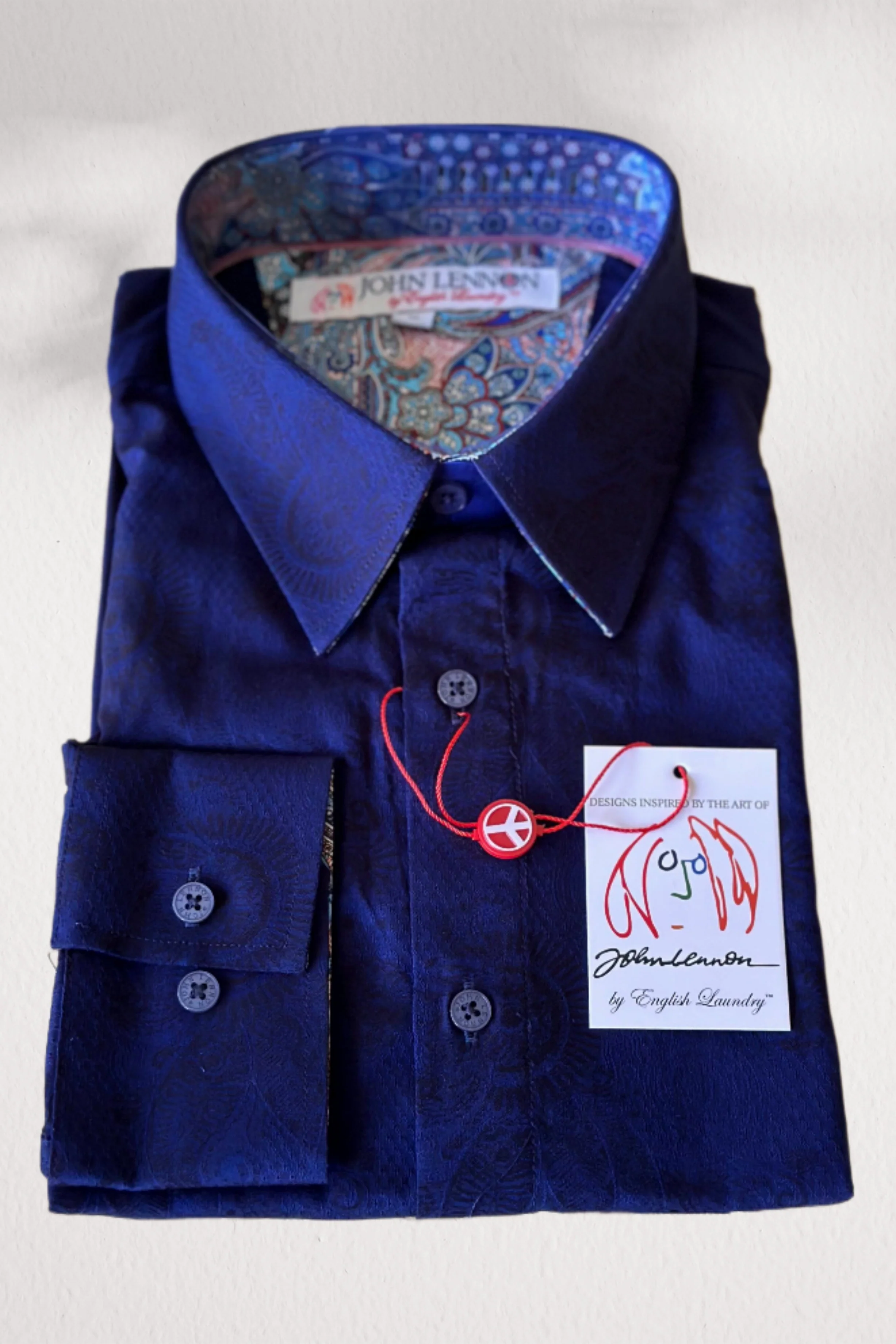 JOHN LENNON Mens Wilton Long Sleeve Shirt '24 - Navy - Image 2