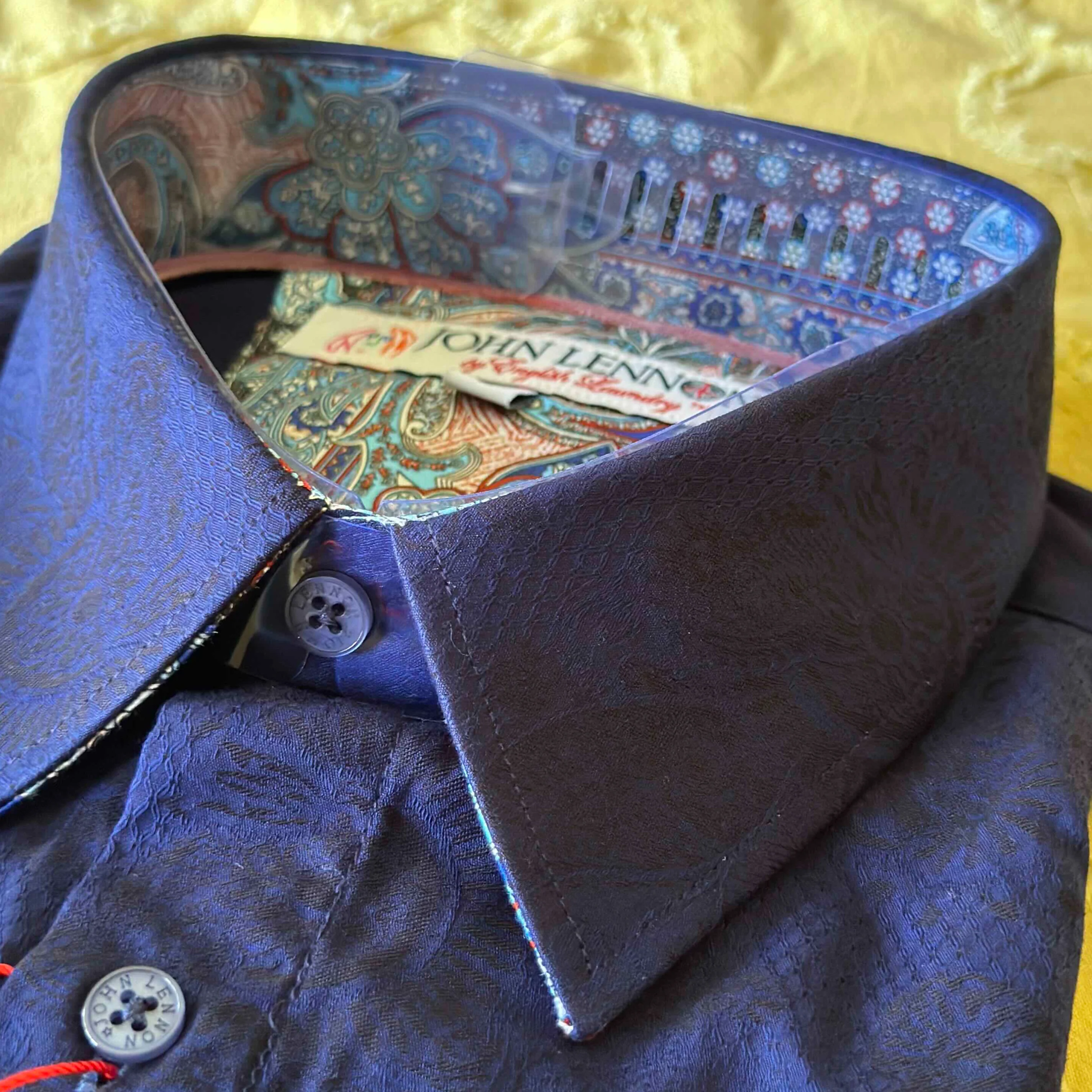 JOHN LENNON Mens Wilton Long Sleeve Shirt '24 - Navy - Image 3