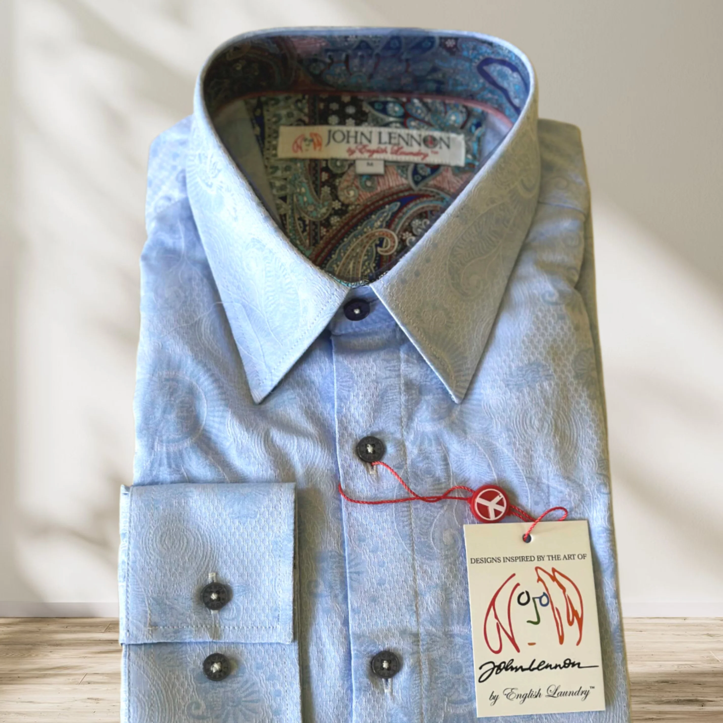 JOHN LENNON Mens Wilton Long Sleeve Shirt '24 - Sky - Image 12
