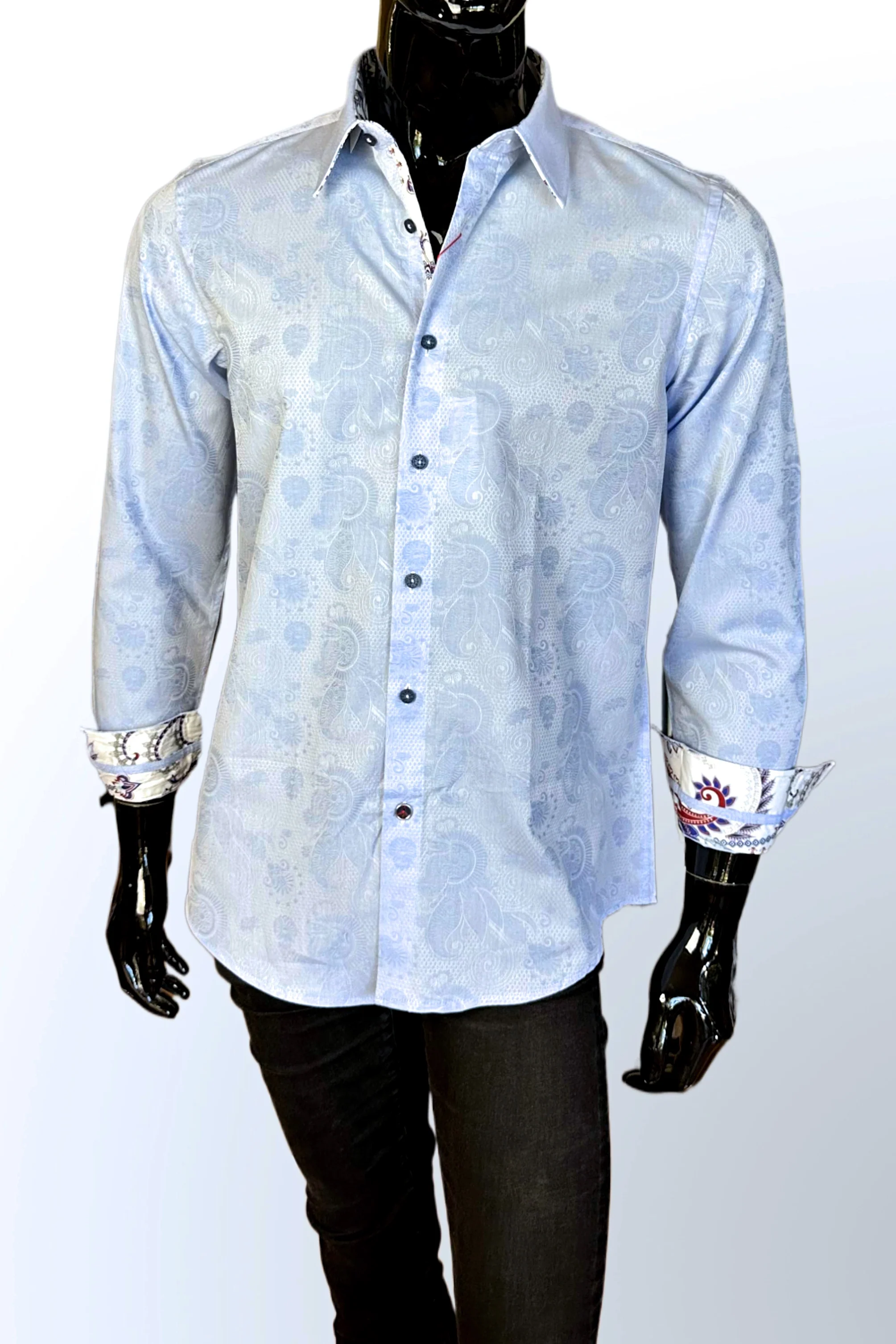 JOHN LENNON Mens Wilton Long Sleeve Shirt - Sky Blue - Image 2
