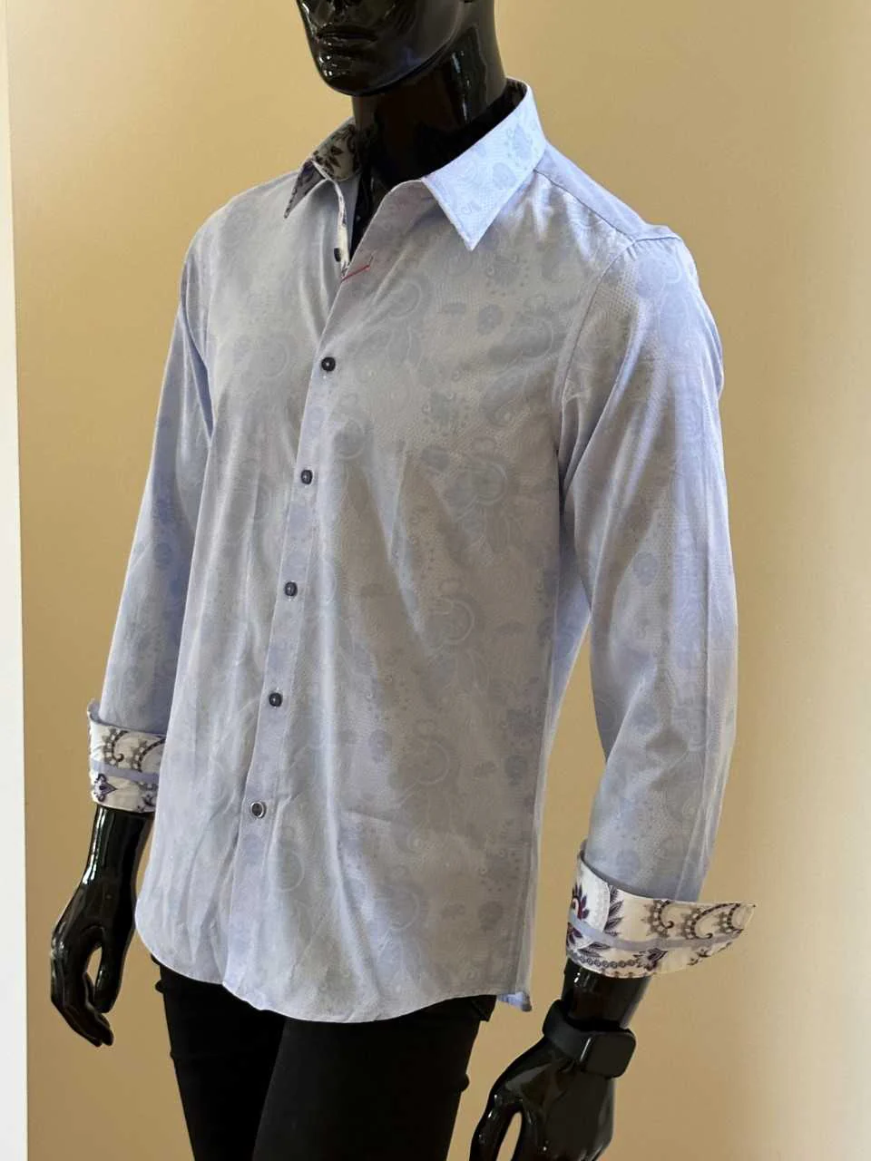 JOHN LENNON Mens Wilton Long Sleeve Shirt - Sky Blue - Image 4