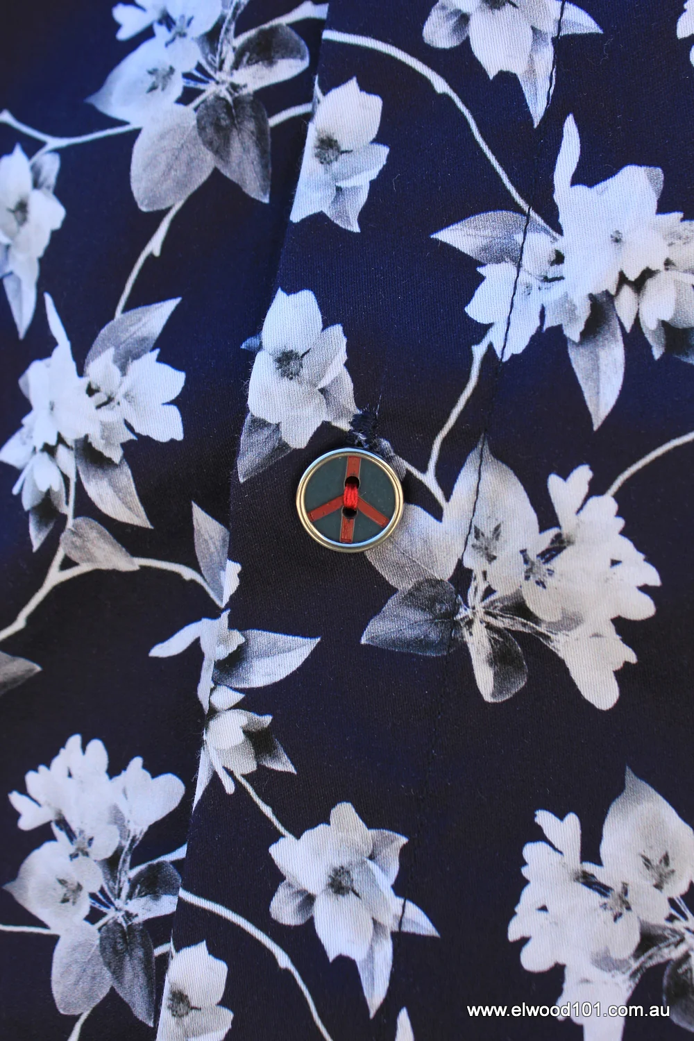John Lennon Mens Wimbledon Long Sleeve Shirt - Navy & White Floral - Image 13