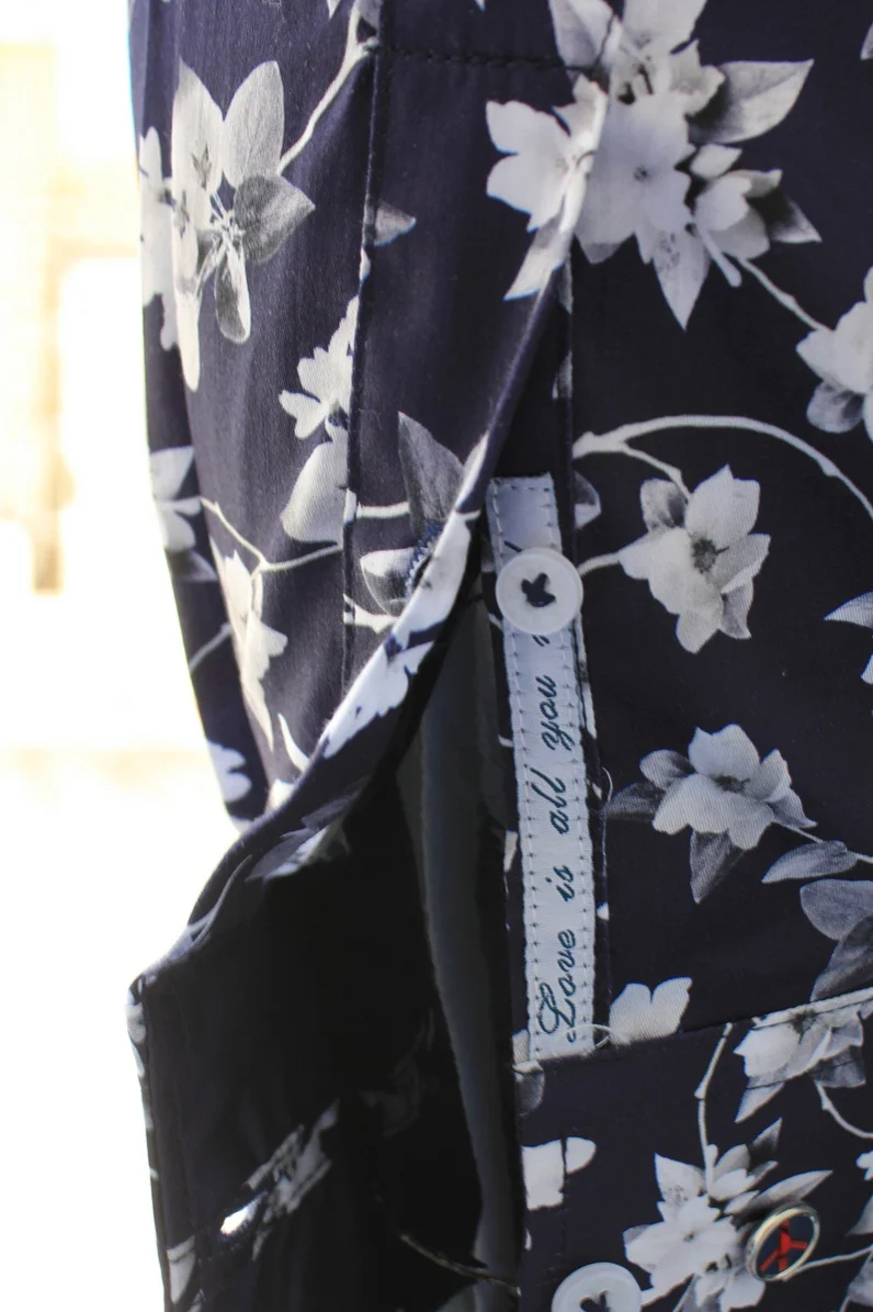 John Lennon Mens Wimbledon Long Sleeve Shirt - Navy & White Floral - Image 7