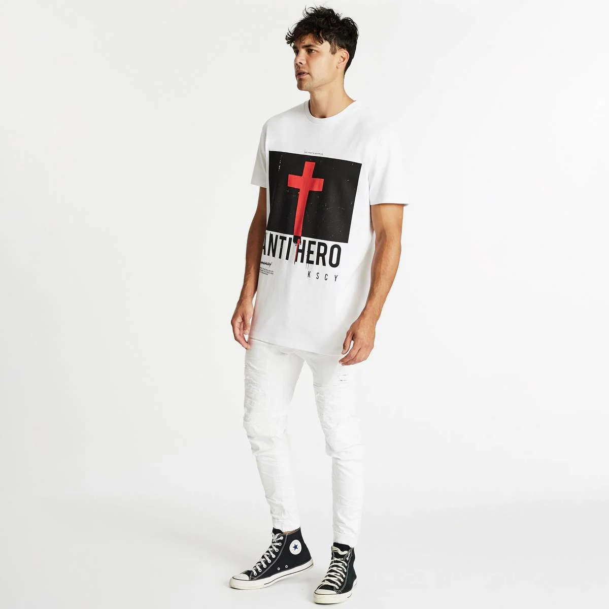 KISS CHACEY Mens Anti Hero Relaxed Tee - White - Image 2