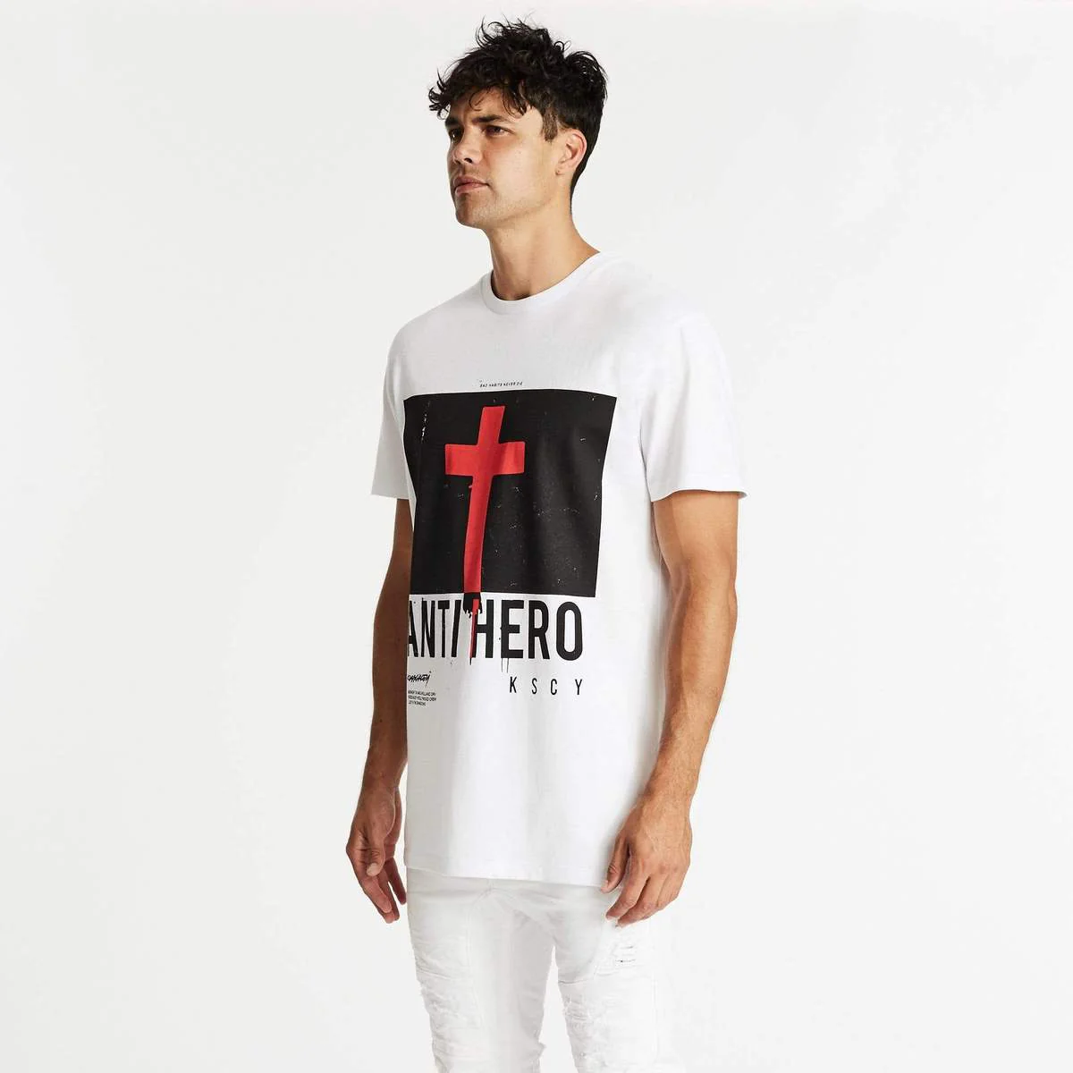 KISS CHACEY Mens Anti Hero Relaxed Tee - White - Image 4