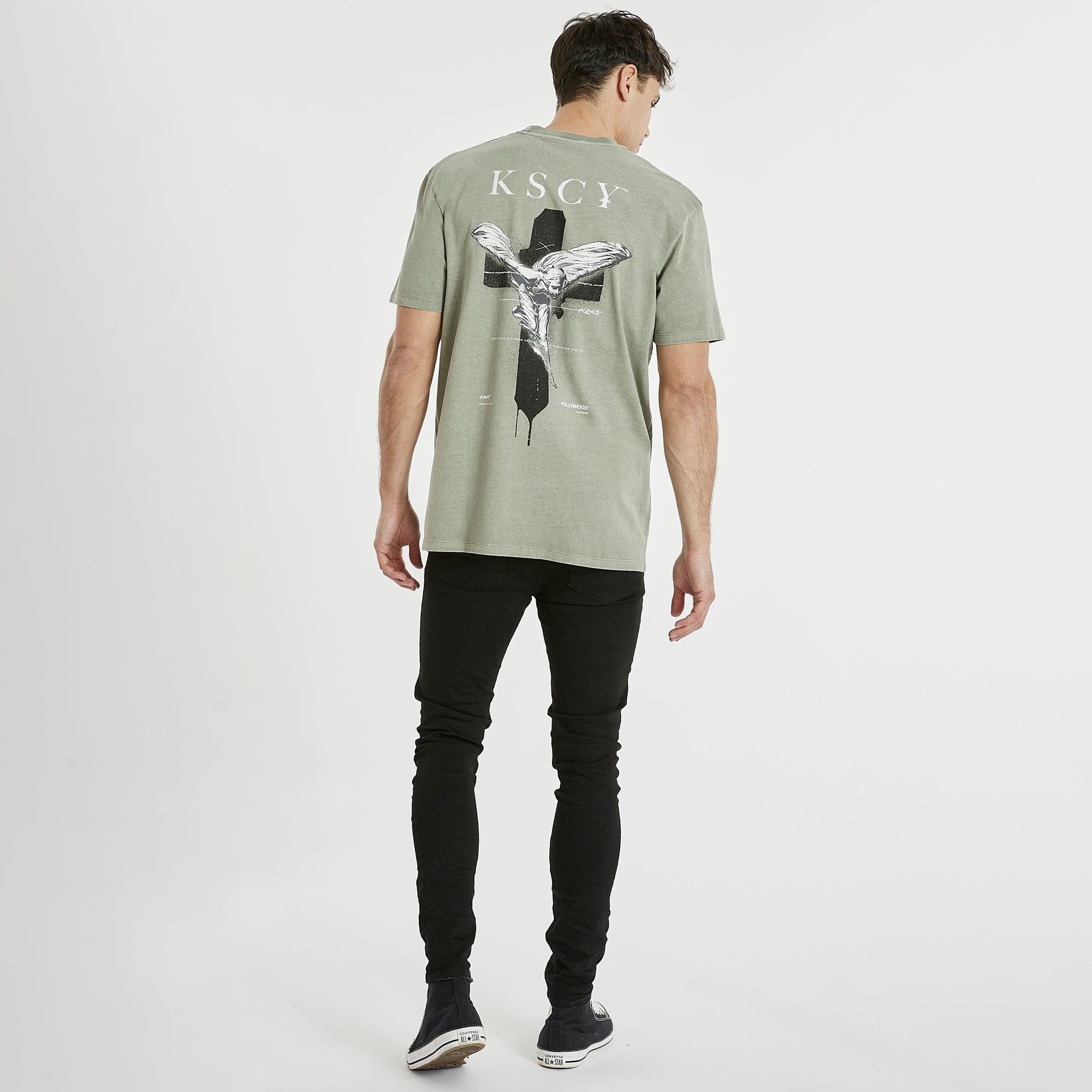 KISS CHACEY Mens Archangel Relaxed Tee Shirt Pigment Shadow - Image 2