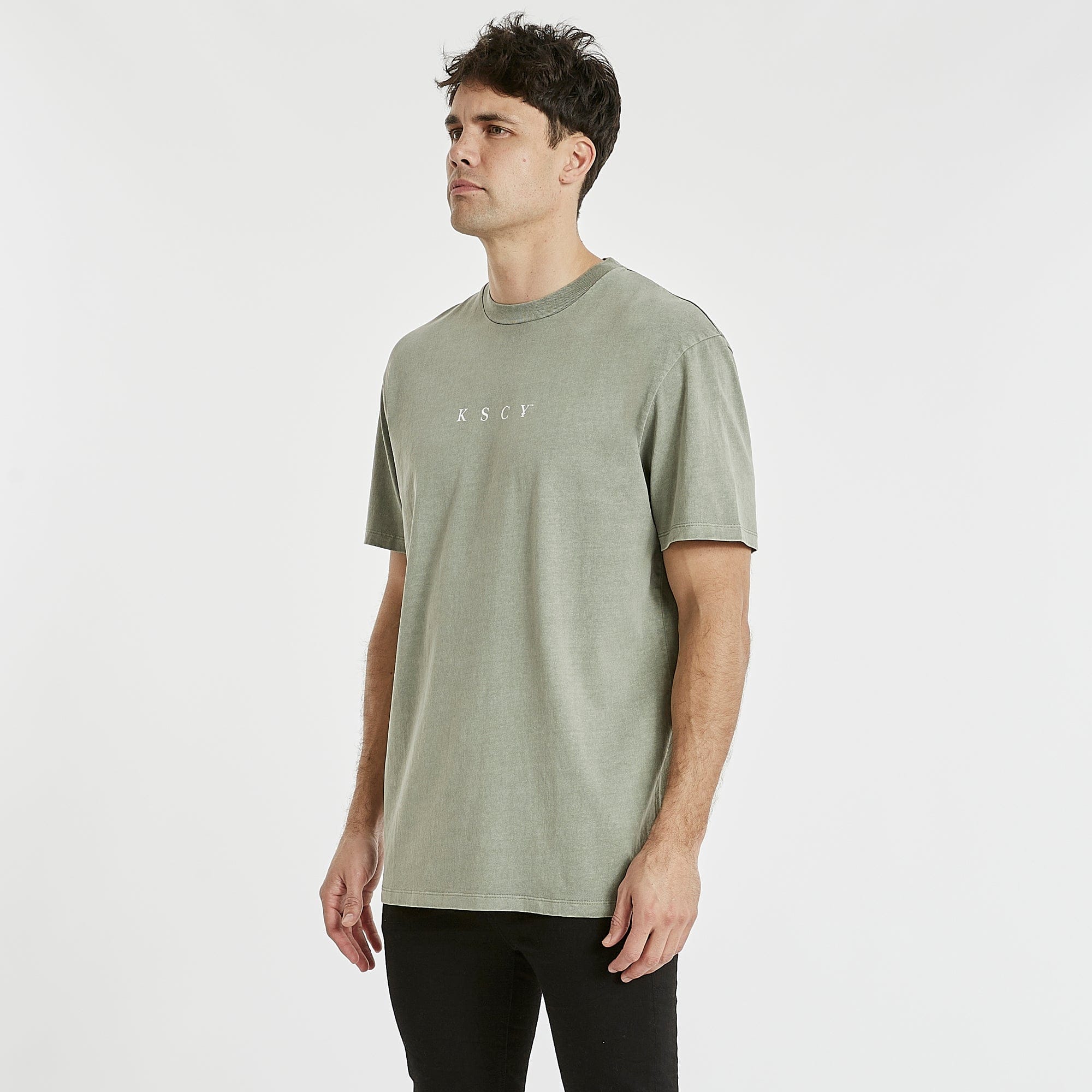 KISS CHACEY Mens Archangel Relaxed Tee Shirt Pigment Shadow - Image 3