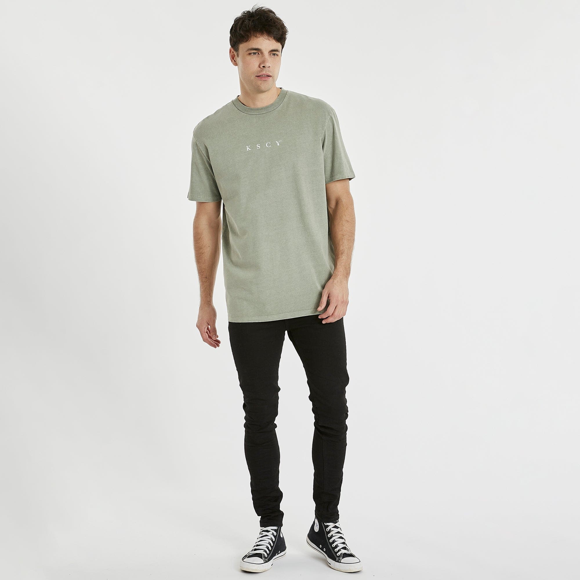 KISS CHACEY Mens Archangel Relaxed Tee Shirt Pigment Shadow - Image 5