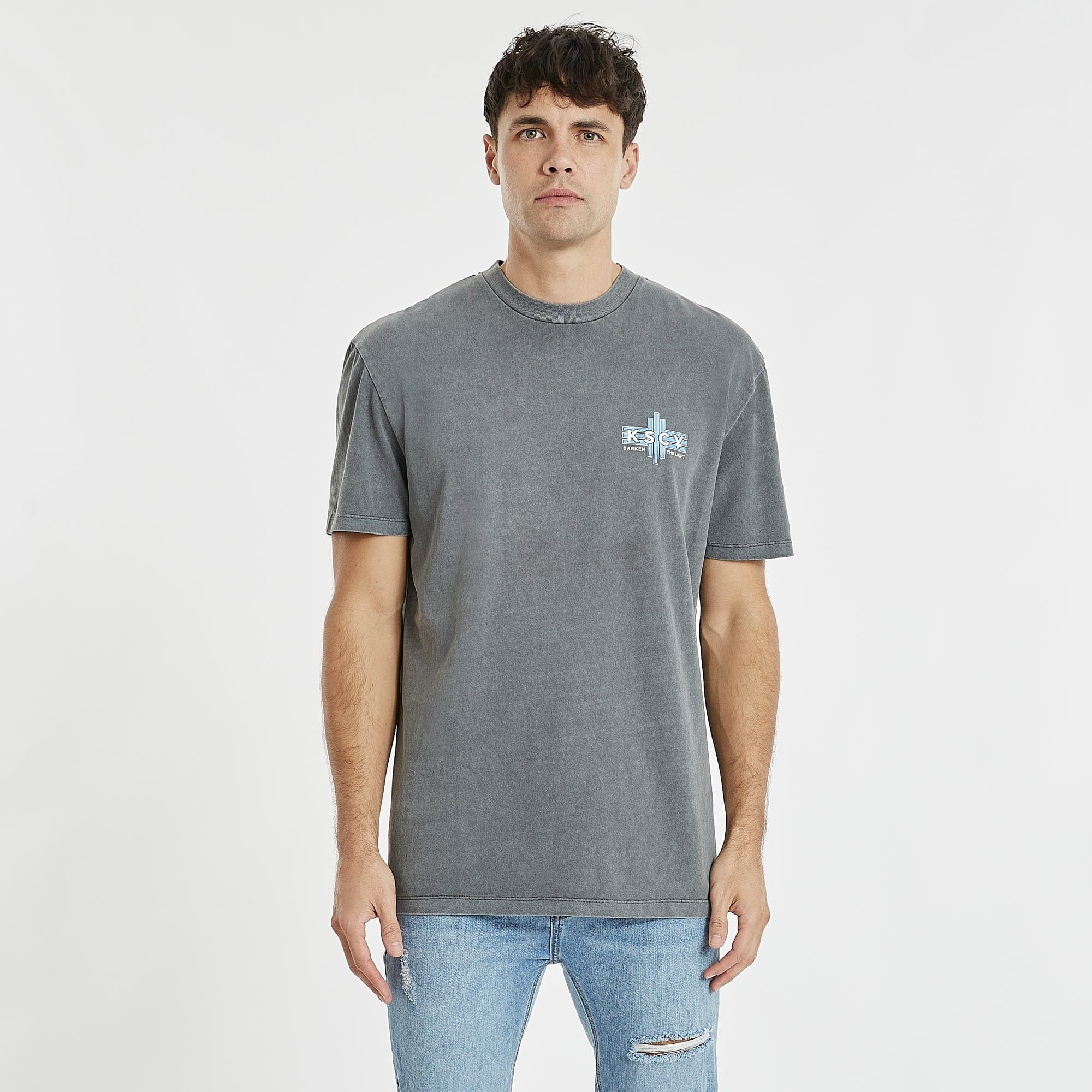 KISS CHACEY Mens Cavalleri Relaxed Tee Shirt Pigment Asphalt - Image 3