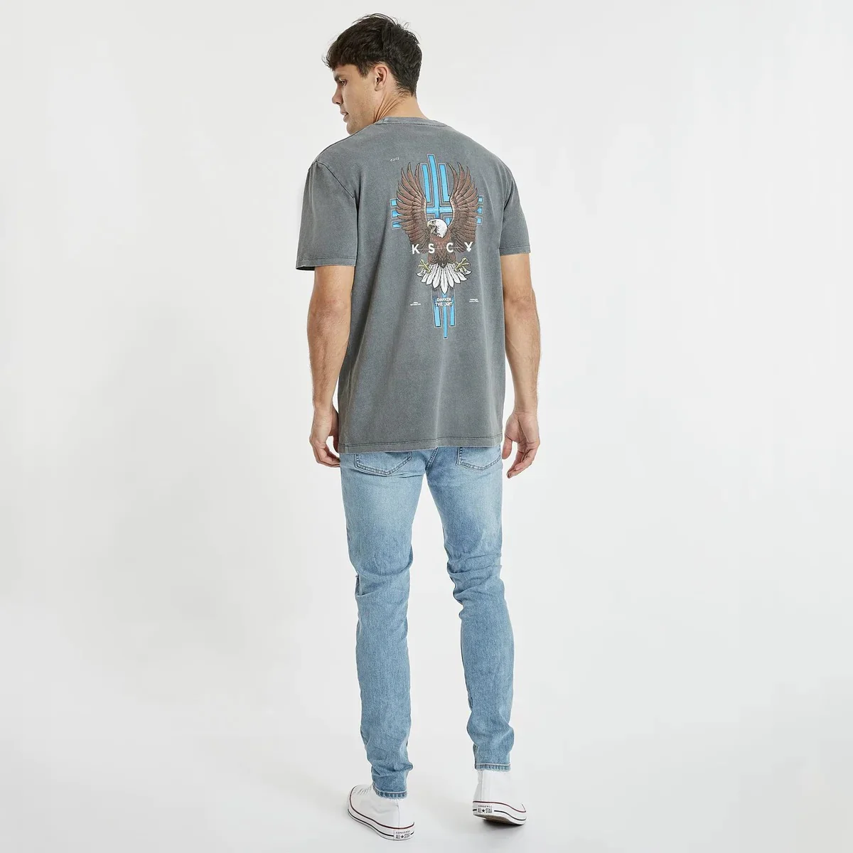 KISS CHACEY Mens Cavalleri Relaxed Tee Shirt Pigment Asphalt - Image 5