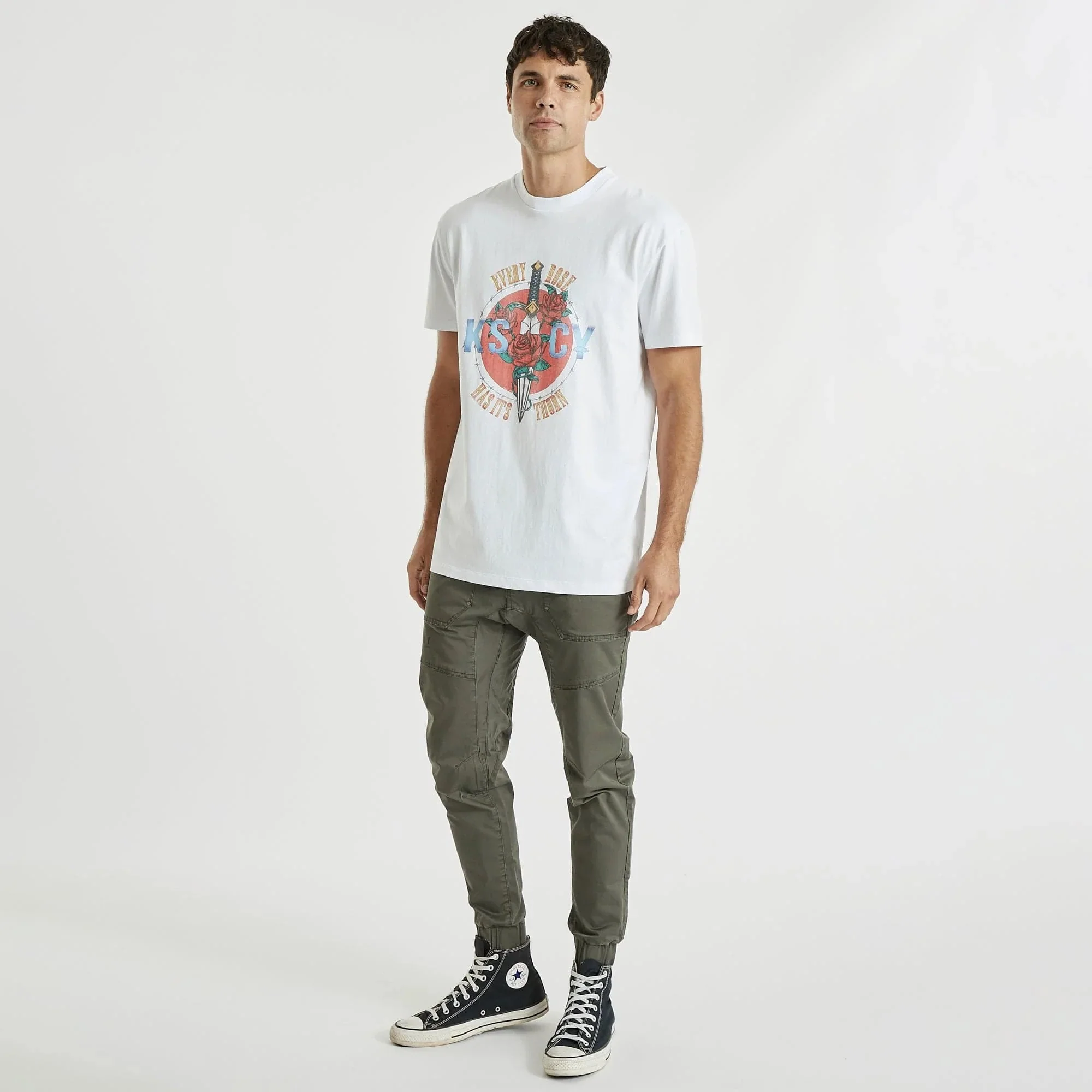 KISS CHACEY Mens Dagger Relaxed Tee Shirt White - Image 4