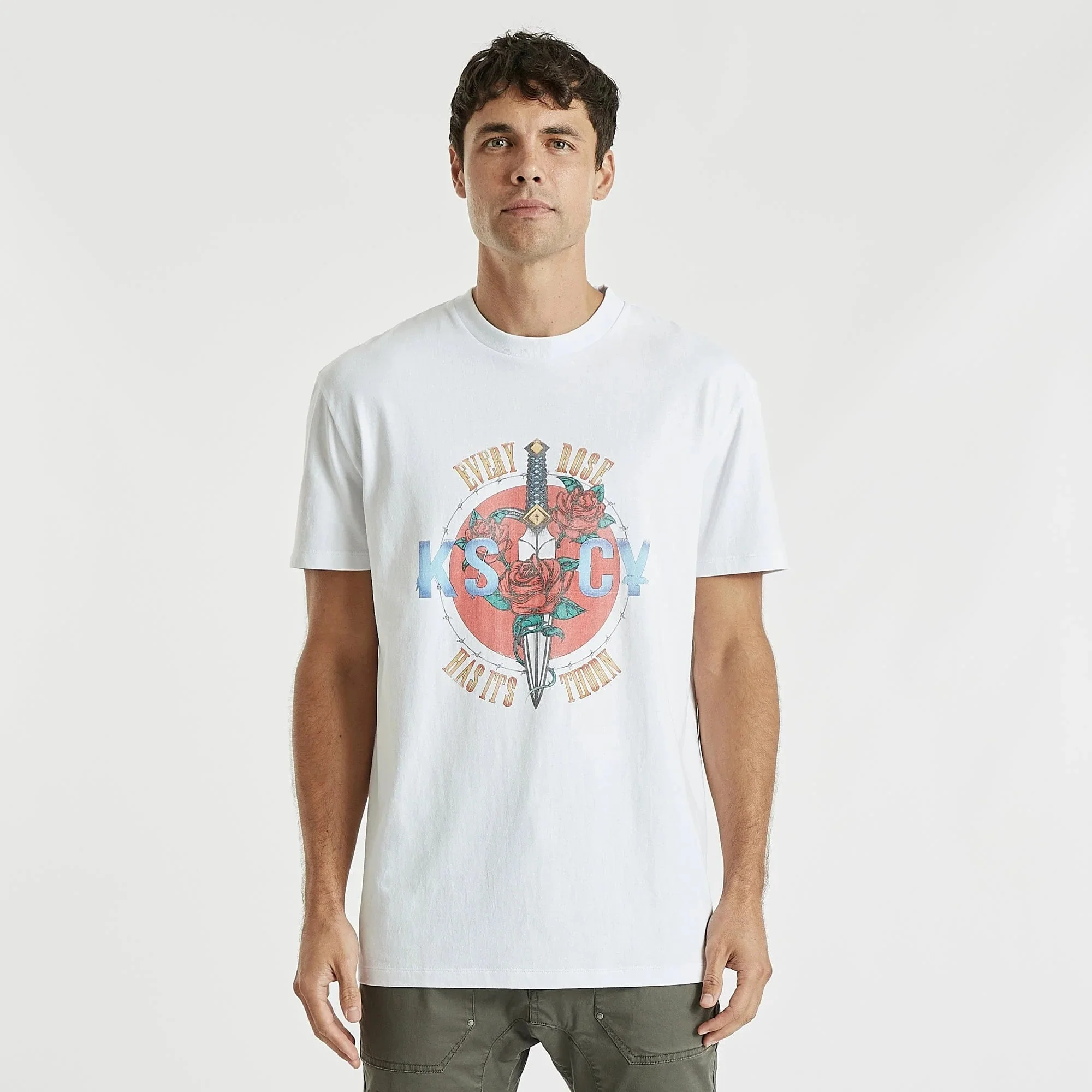 KISS CHACEY Mens Dagger Relaxed Tee Shirt White - Image 7