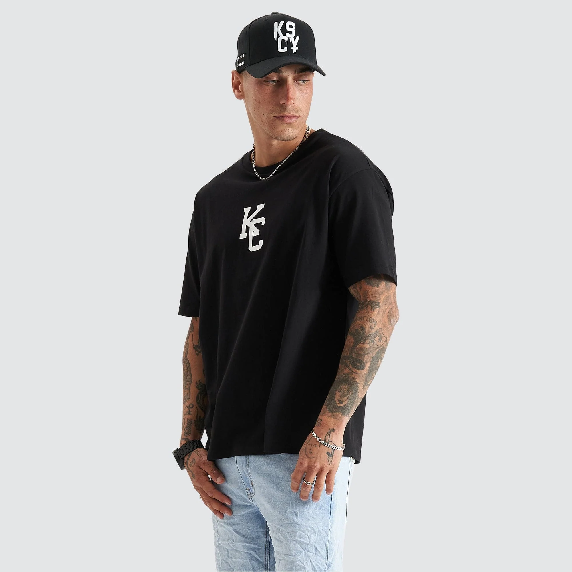 KISS CHACEY Mens Fresno Heavy Box Fit Tee - Black - Image 5