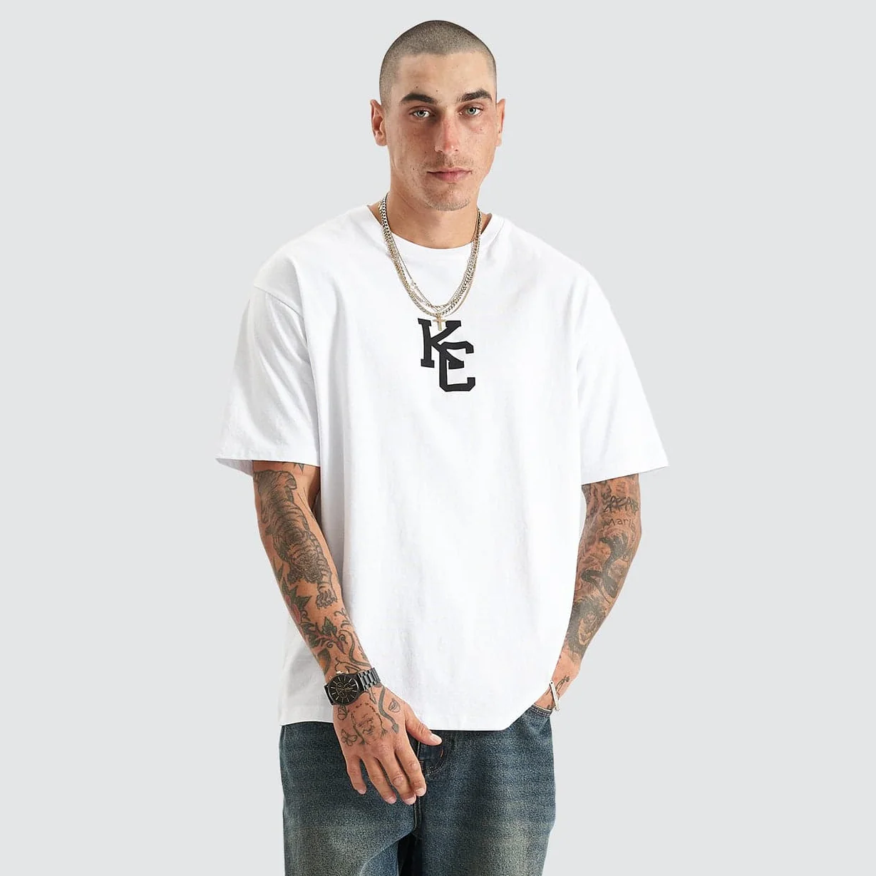 KISS CHACEY Mens Fresno Heavy Box Fit Tee - White - Image 5