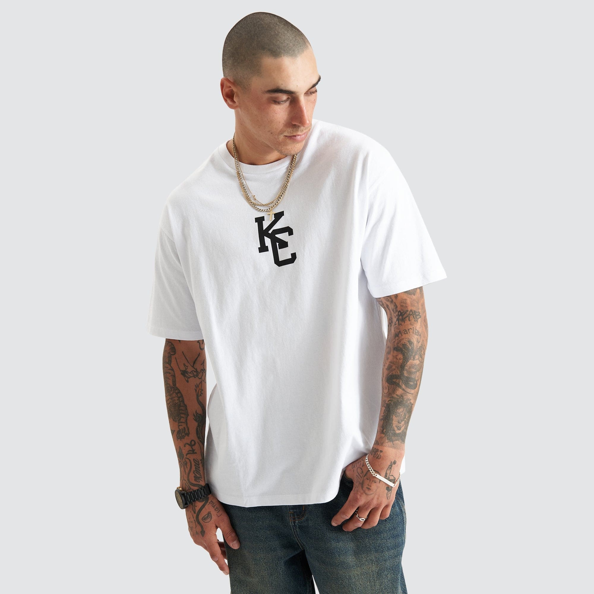 KISS CHACEY Mens Fresno Heavy Box Fit Tee - White - Image 6