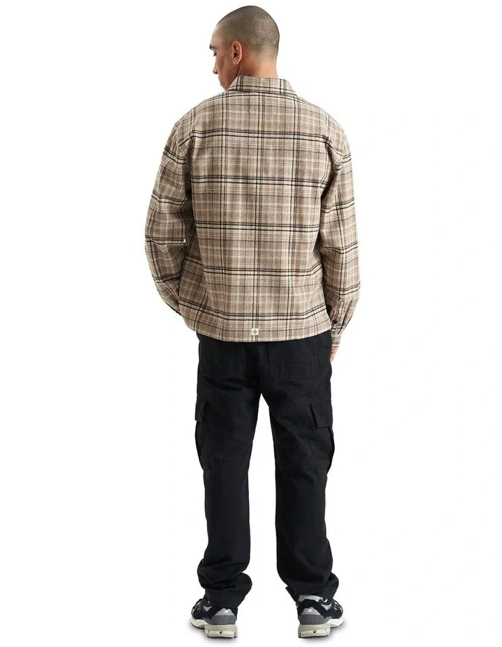 KISS CHACEY Mens Ingenuity Relaxed Overshirt - Cloud Dancer Check - Image 6