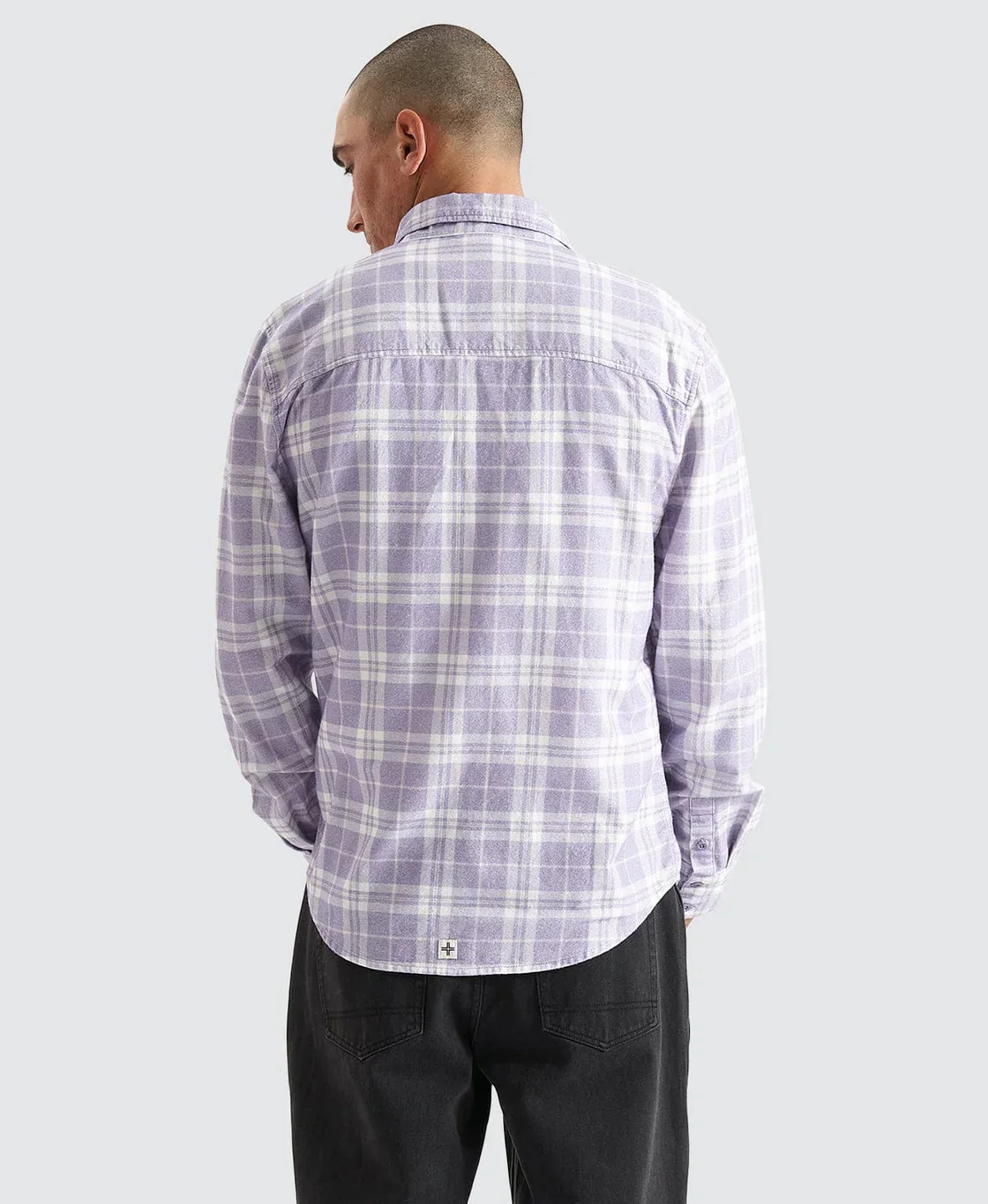KISS CHACEY Mens La Brea Casual Long Sleeve Check Shirt - Heirloom Lilac Check - Image 5