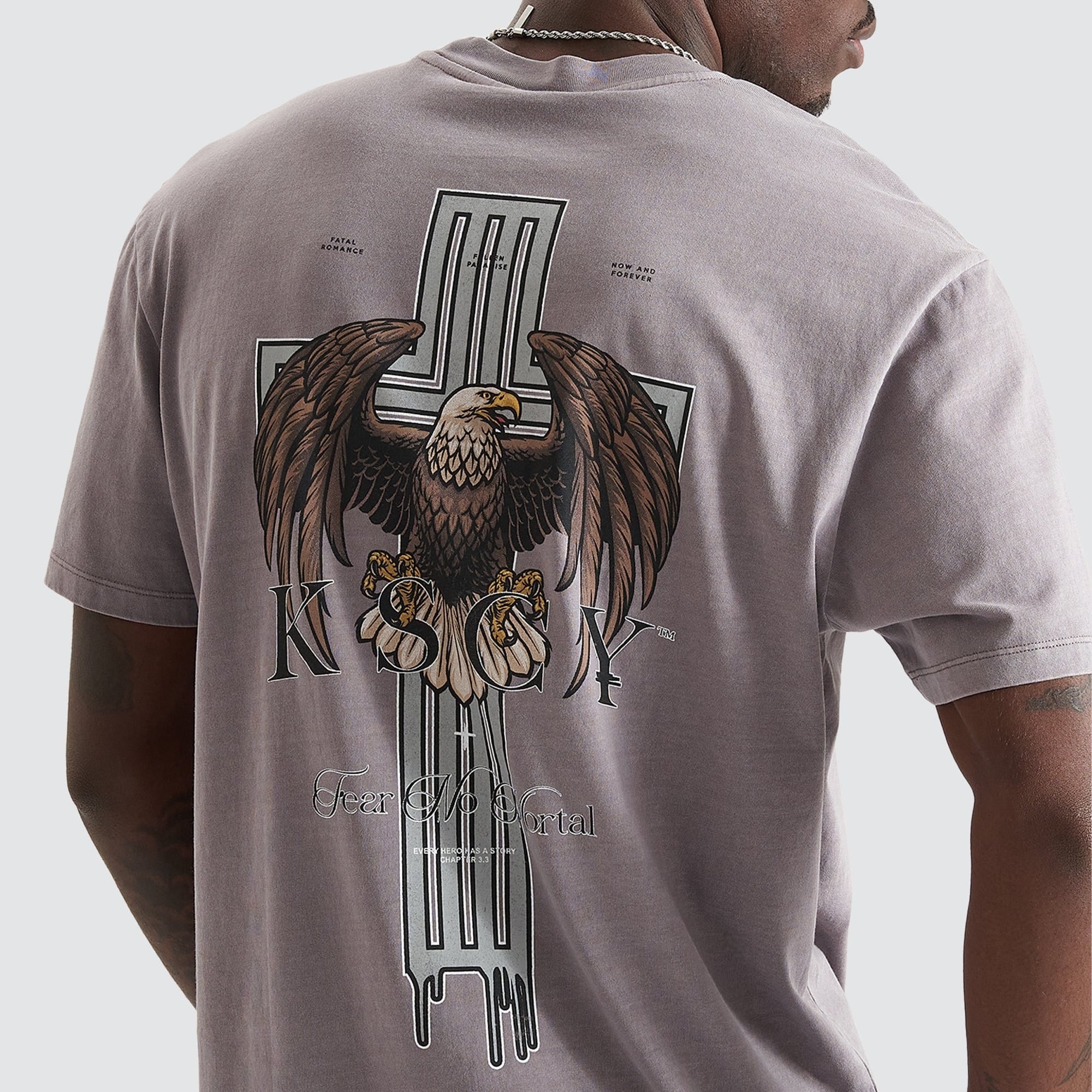 KISS CHACEY Mens Mercia Relaxed Tee Shirt - Pigment Cinder - Image 6