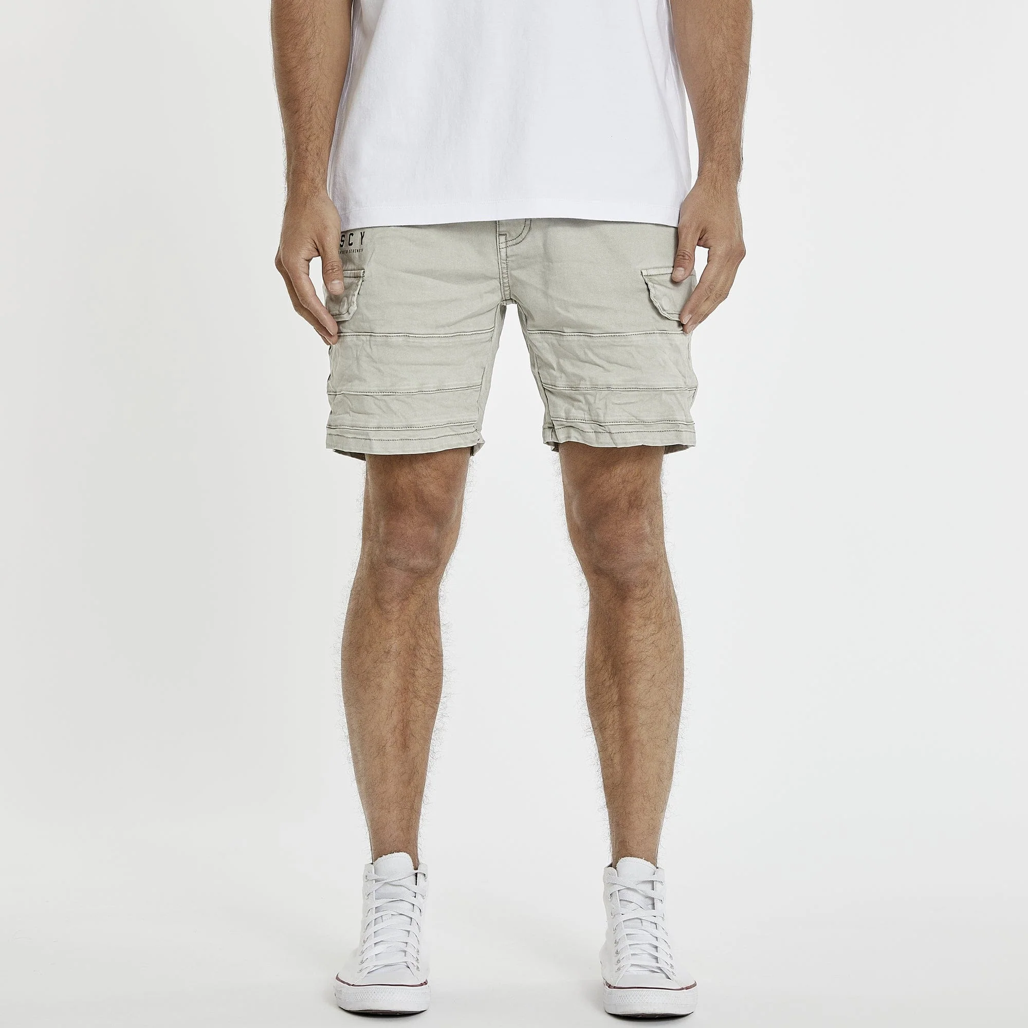 KISS CHACEY Mens Michigan Cargo Shorts - Willow Grey - Image 2