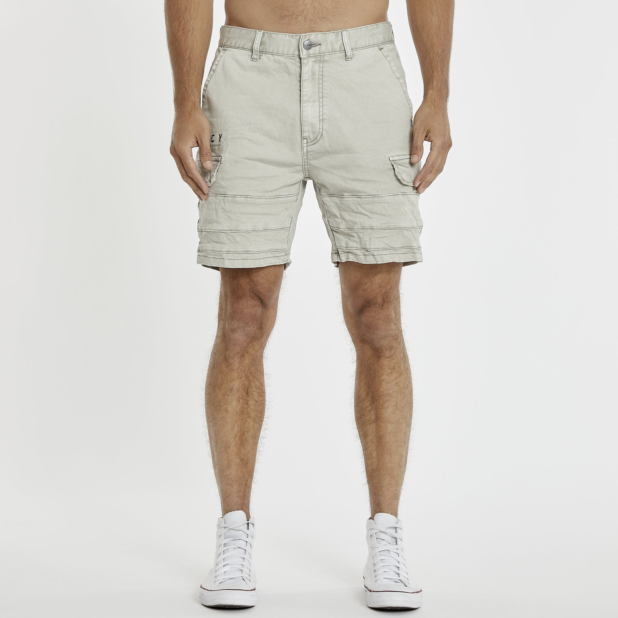 KISS CHACEY Mens Michigan Cargo Shorts - Willow Grey - Image 3