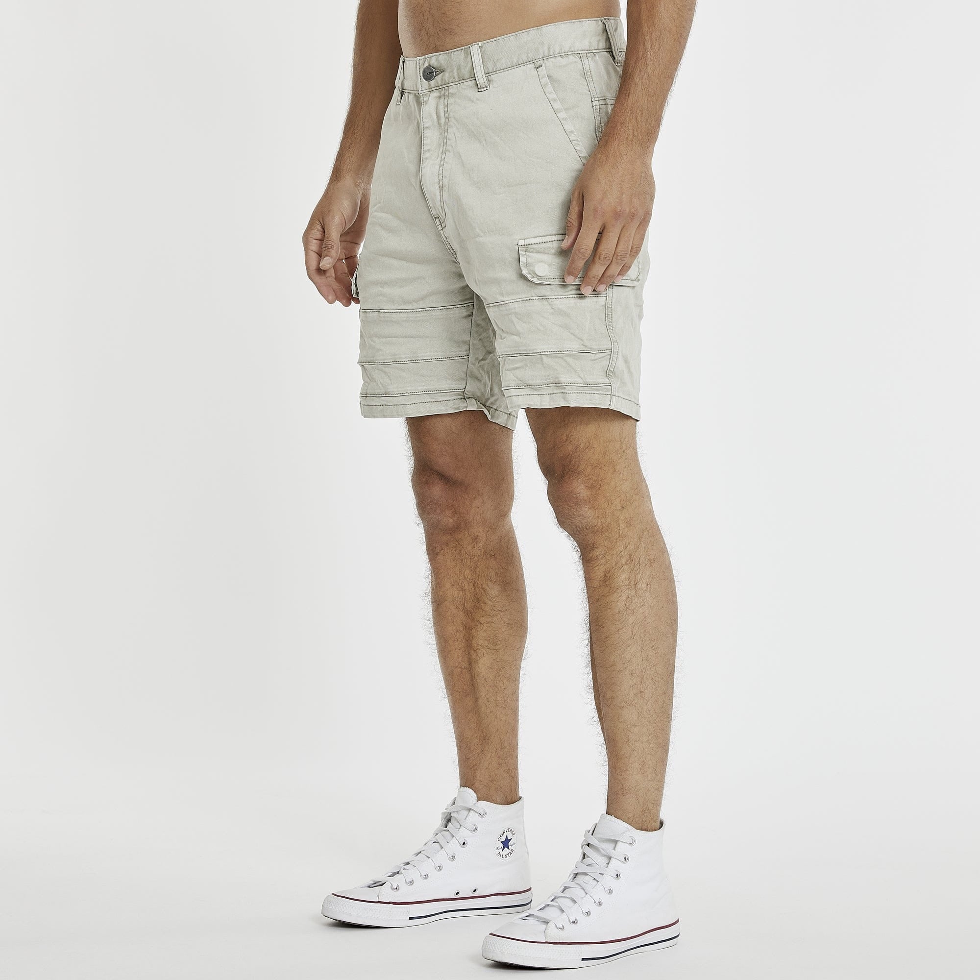 KISS CHACEY Mens Michigan Cargo Shorts - Willow Grey - Image 4