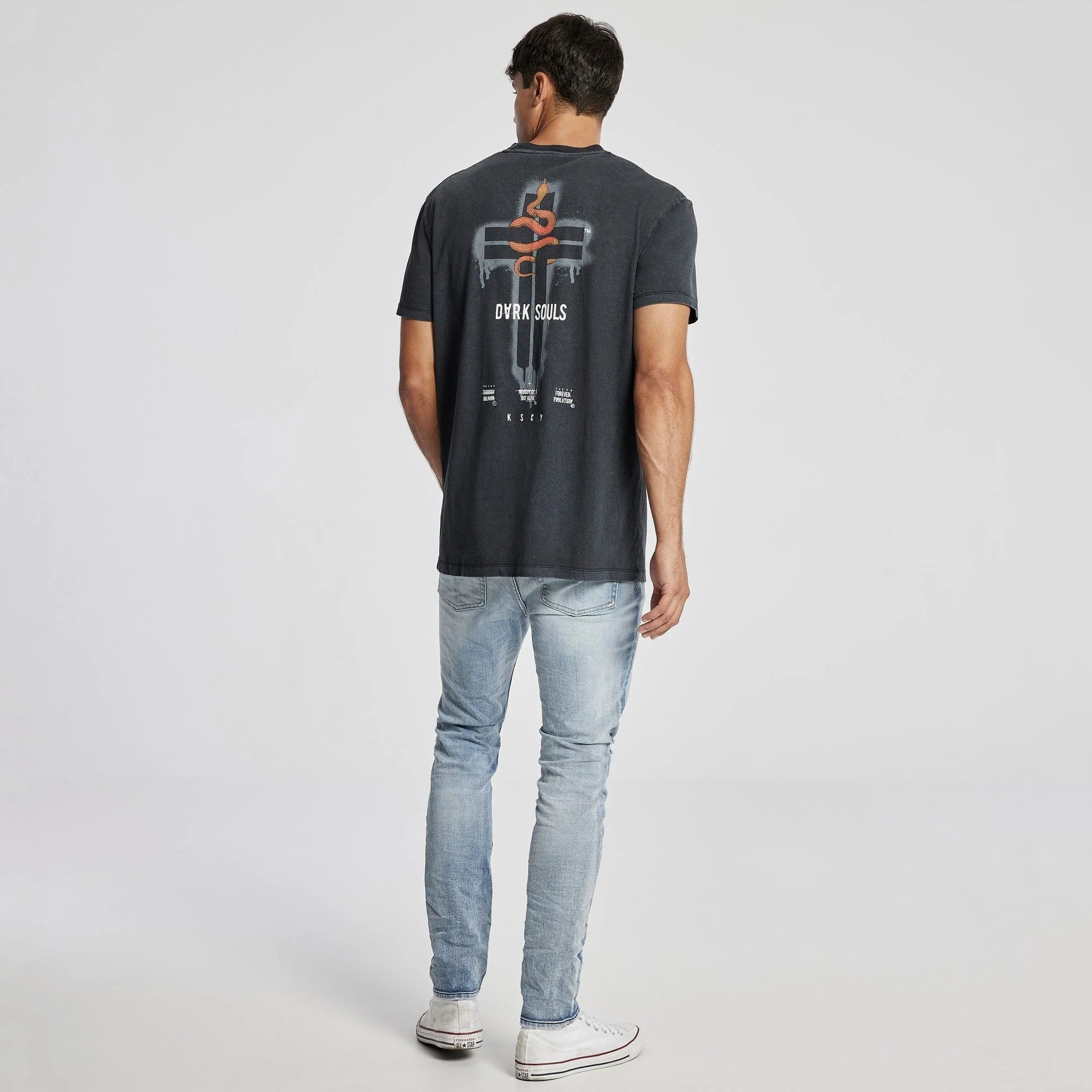 KISS CHACEY Mens Poison Relaxed Tee Shirt Pigment Black - Image 5