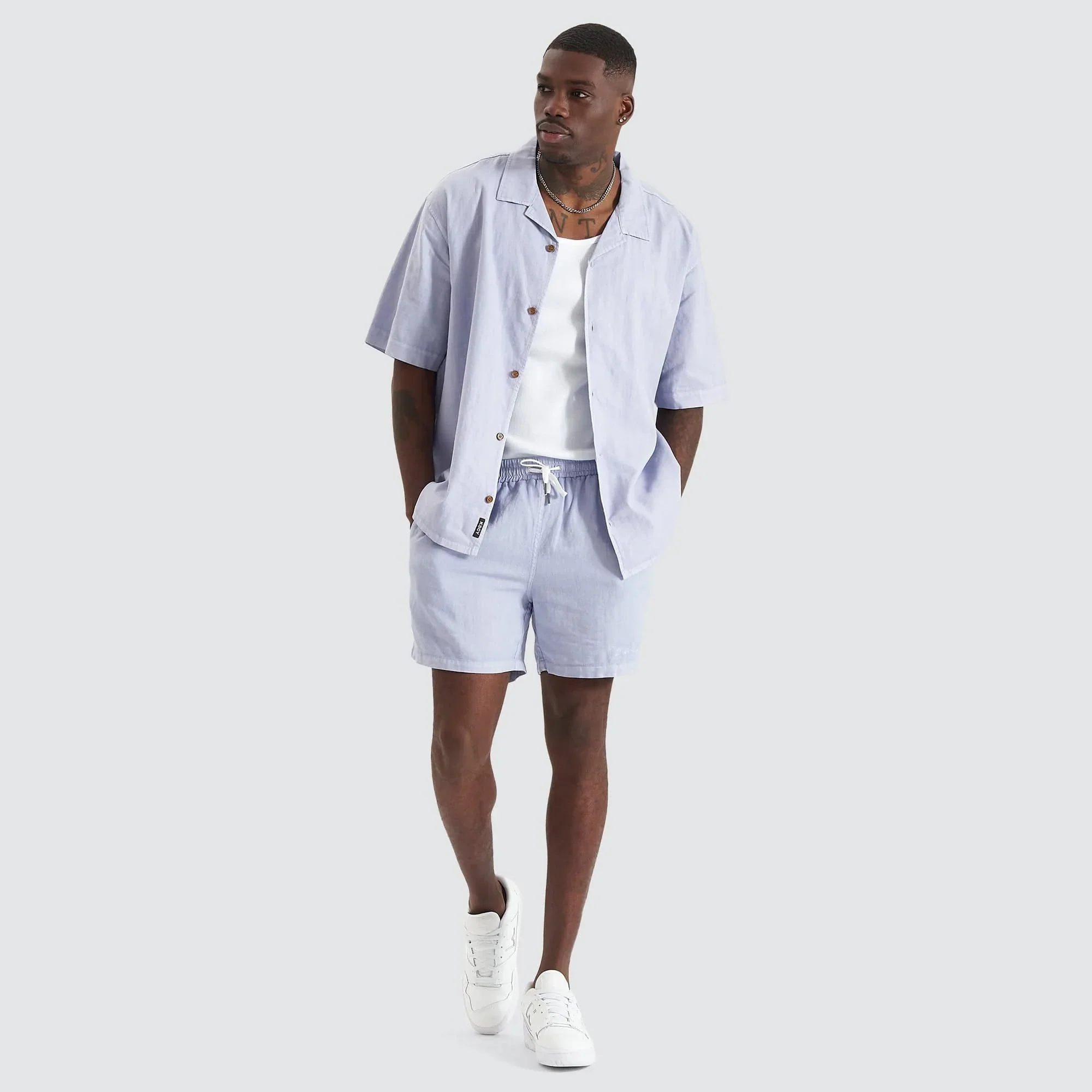 KISS CHACEY Mens Positano Linen Short - Pigment Cosmic Sky - Image 9
