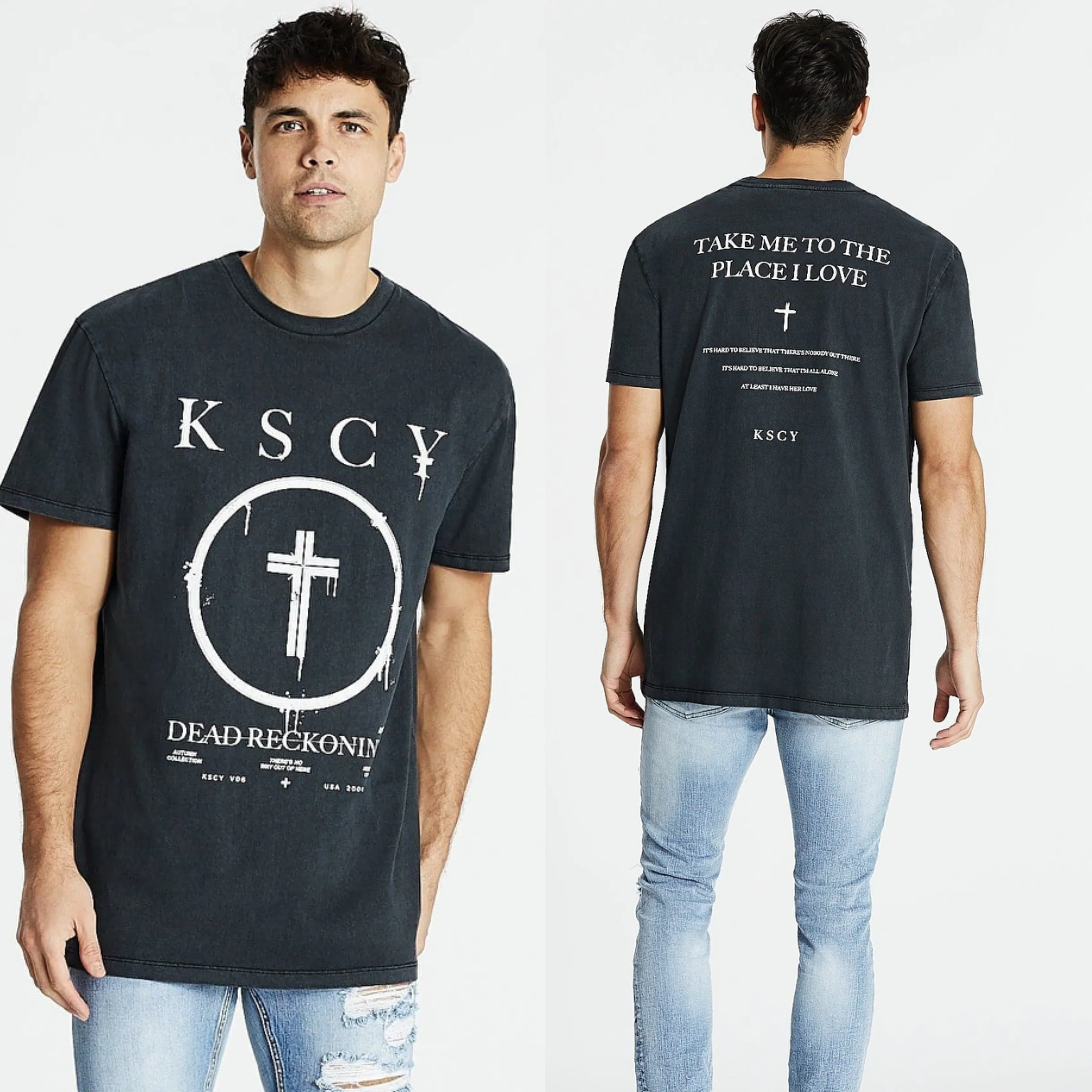 KISS CHACEY Mens Reckoning Relaxed Tee Shirt Pigment Black - Image 2