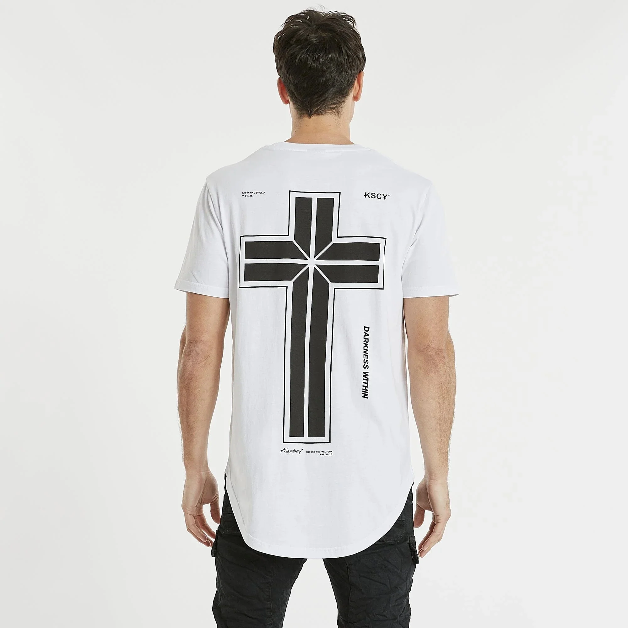 KISS CHACEY Mens Reliance Dual Curved Tee Shirt White - Image 4