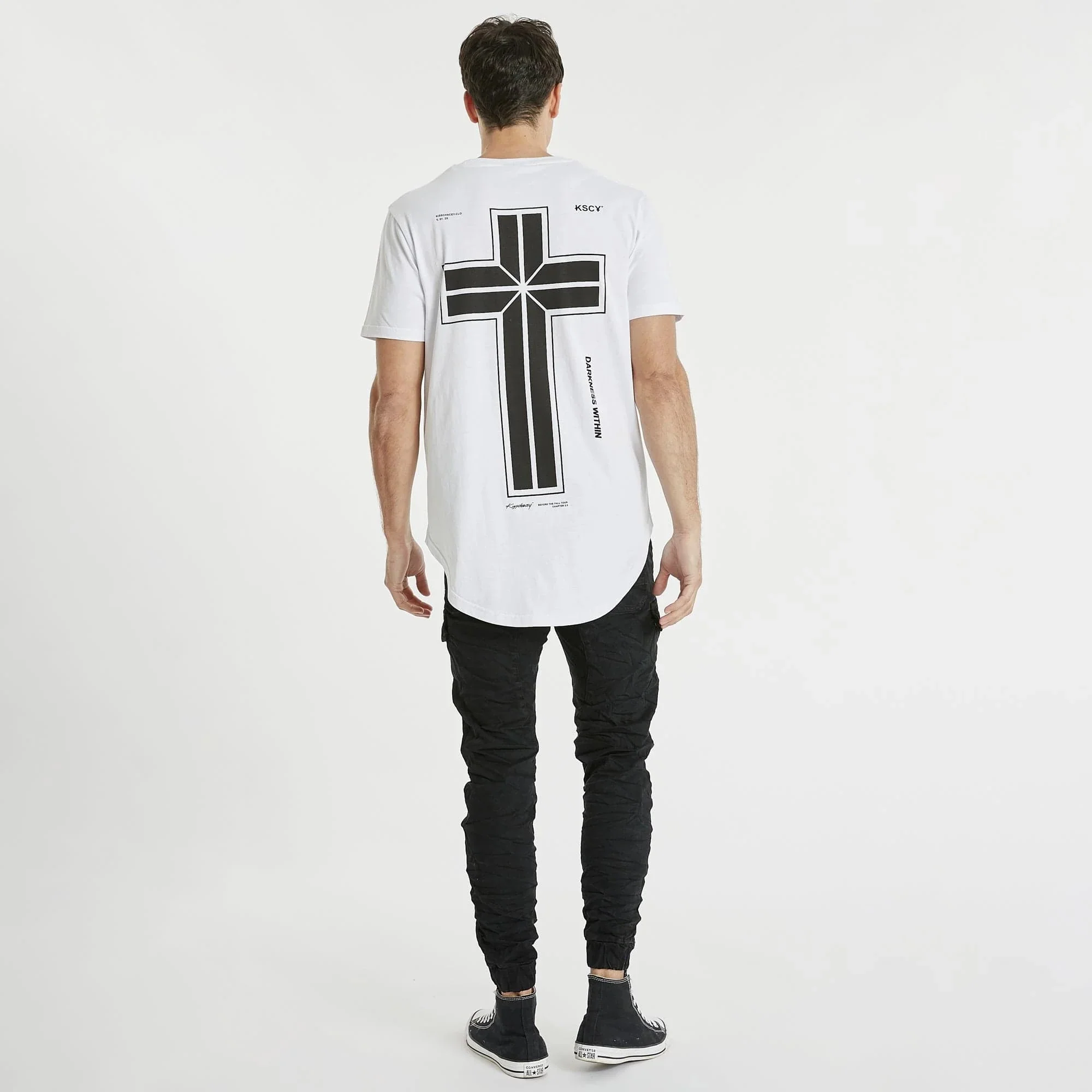 KISS CHACEY Mens Reliance Dual Curved Tee Shirt White - Image 6