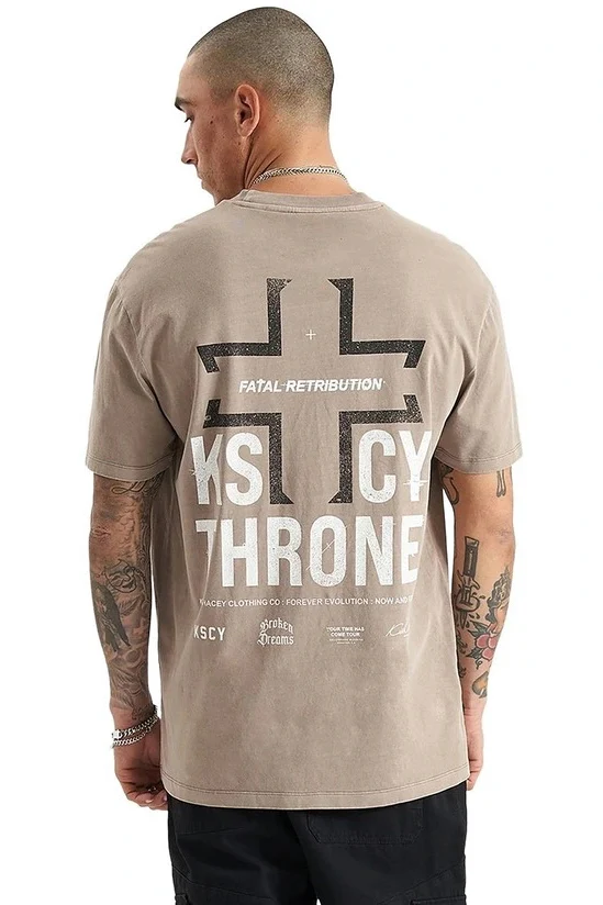 KISS CHACEY Mens Retribution Relaxed Tee - Pigment Driftwood