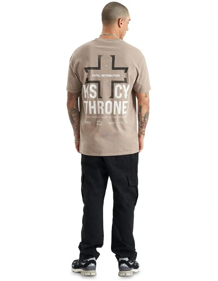 KISS CHACEY Mens Retribution Relaxed Tee - Pigment Driftwood - Image 4