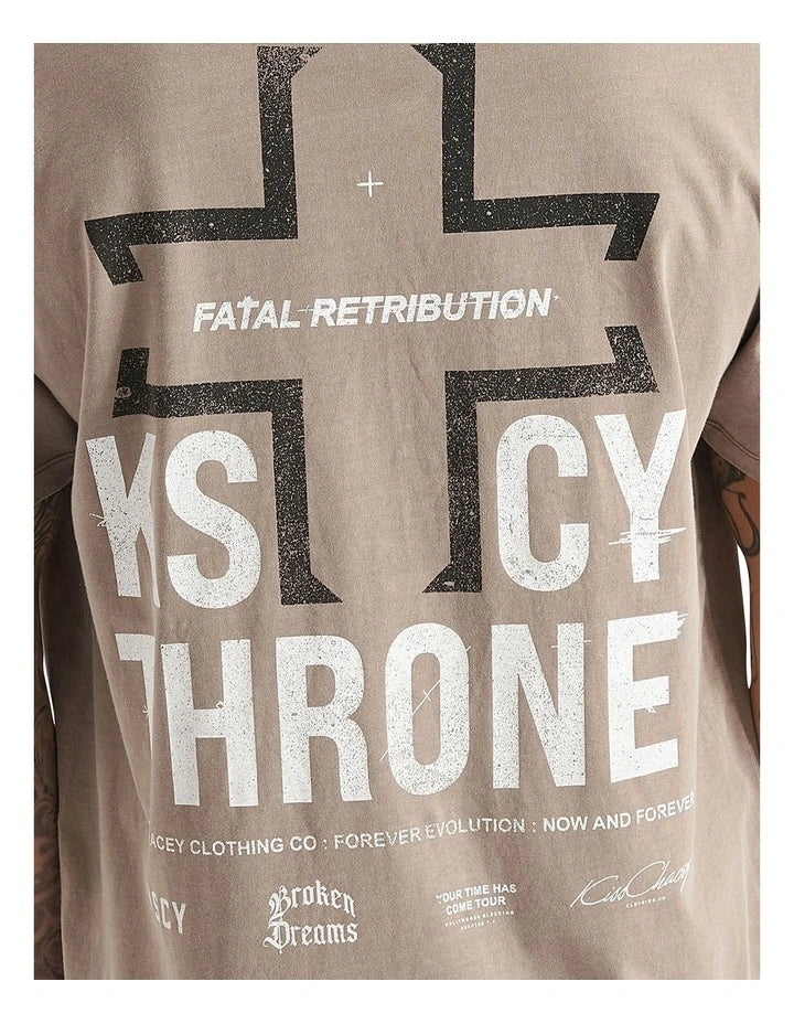 KISS CHACEY Mens Retribution Relaxed Tee - Pigment Driftwood - Image 5