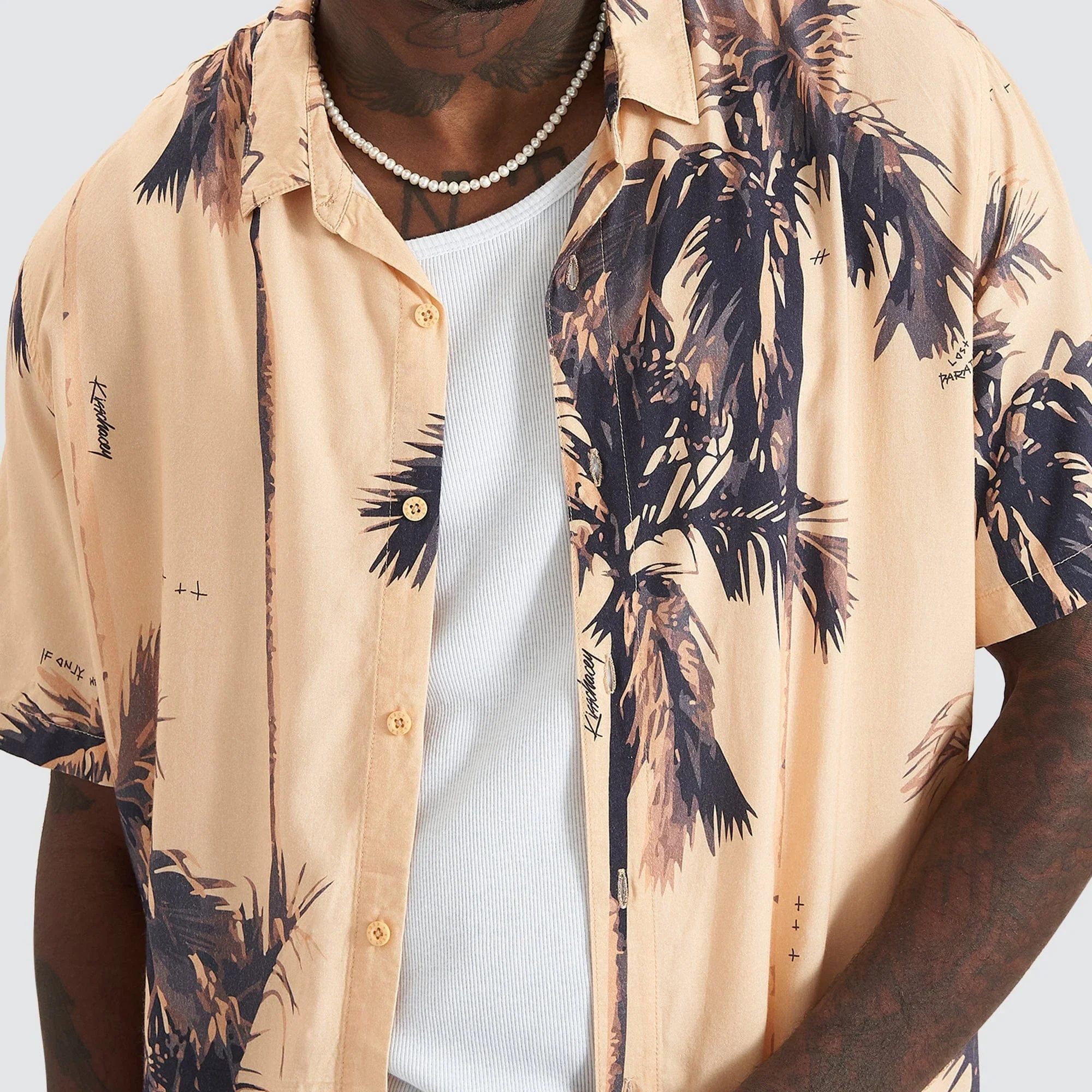 KISS CHACEY Mens Rise Party Short Sleeve Shirt - Pigment Sunburst - Image 3