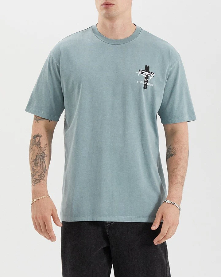 KISS CHACEY Mens Wendel Box Fit Tee Shirt - Pigment Lead - Image 3