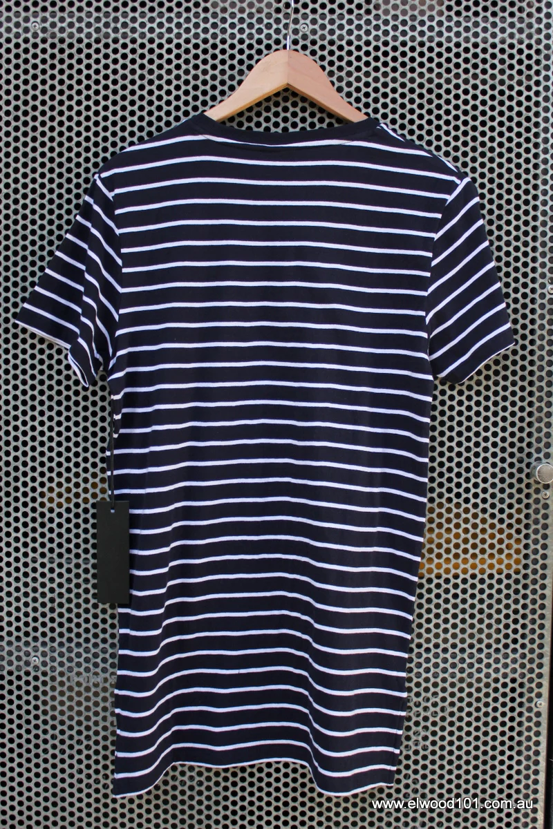 Kiss Chacey TIDAL STEP HEM TEE WHITE NAVY STRIPE - Image 4