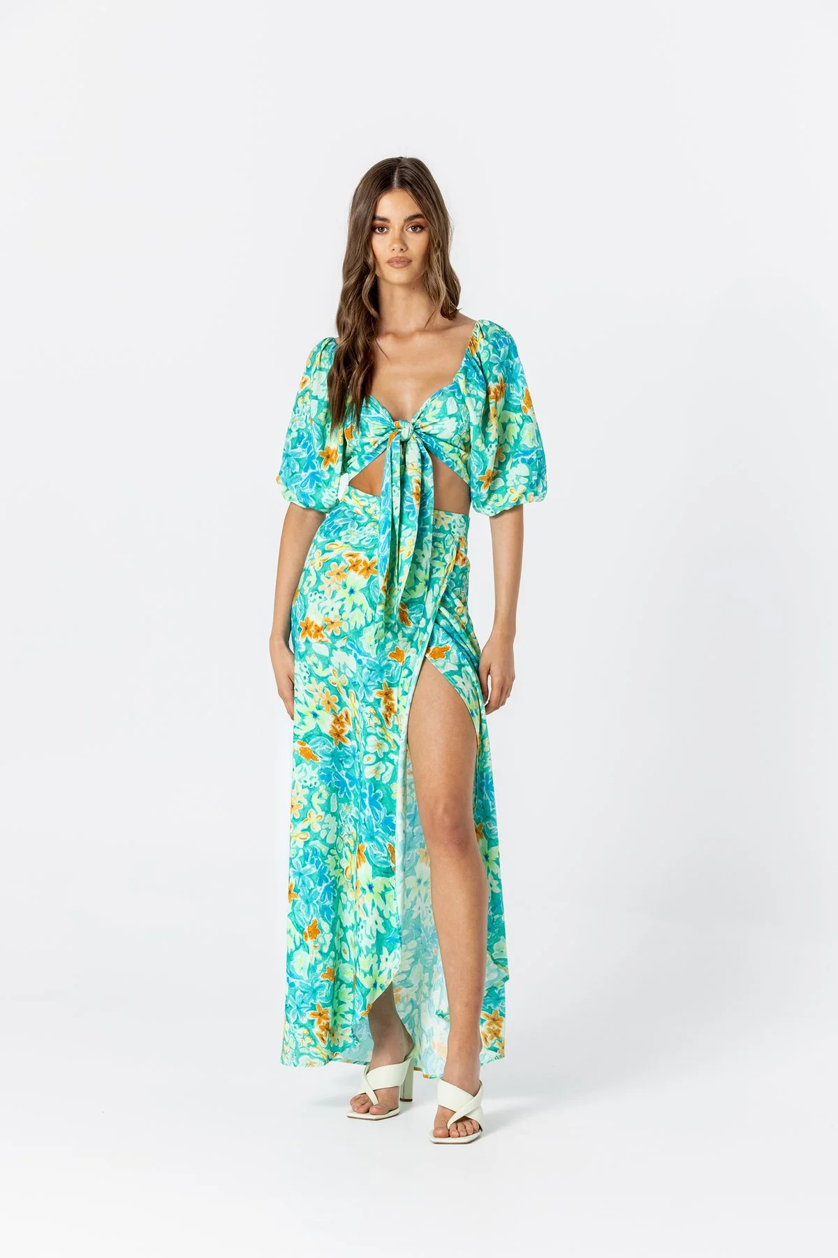 LE SALTY Womens Bianca Tie Crop Top- Poolside - Image 3