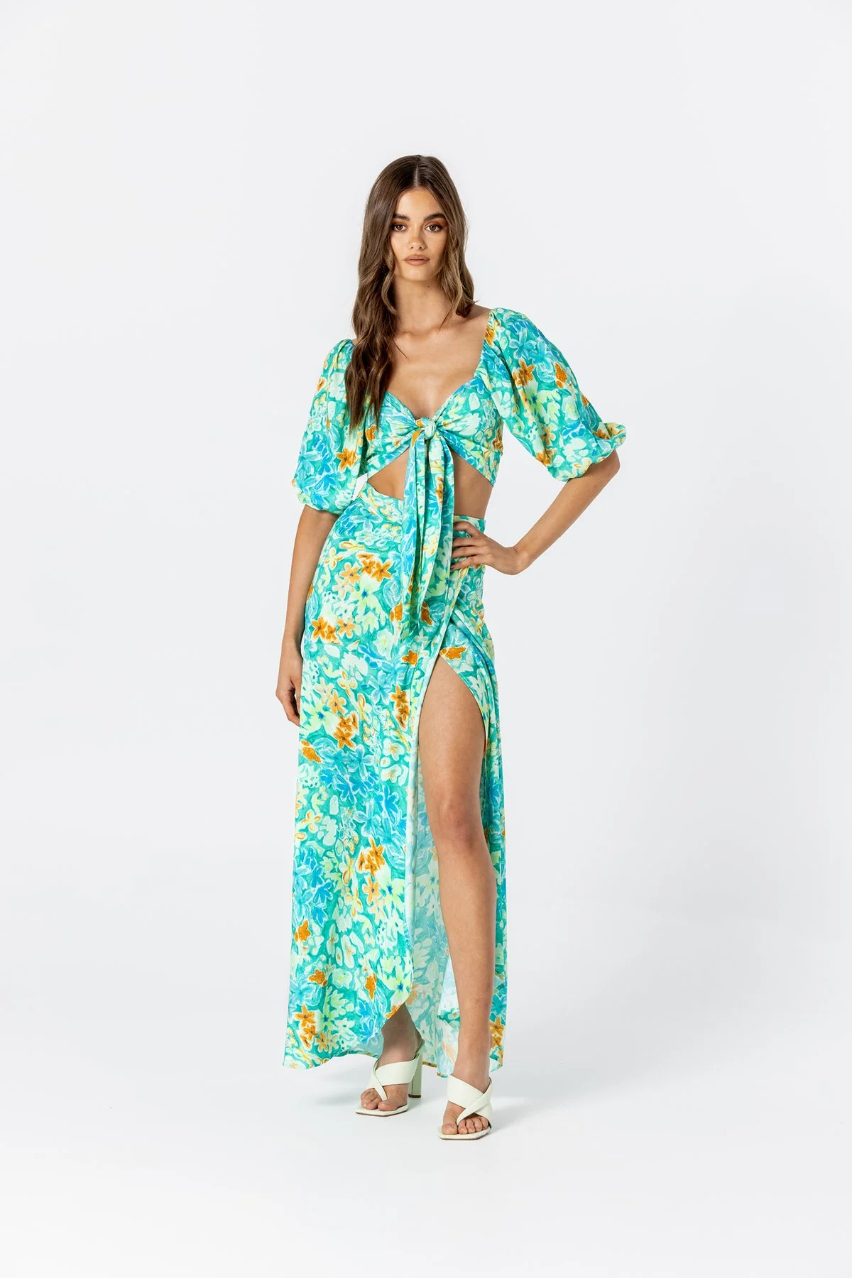 LE SALTY Womens Bianca Tie Crop Top- Poolside - Image 6