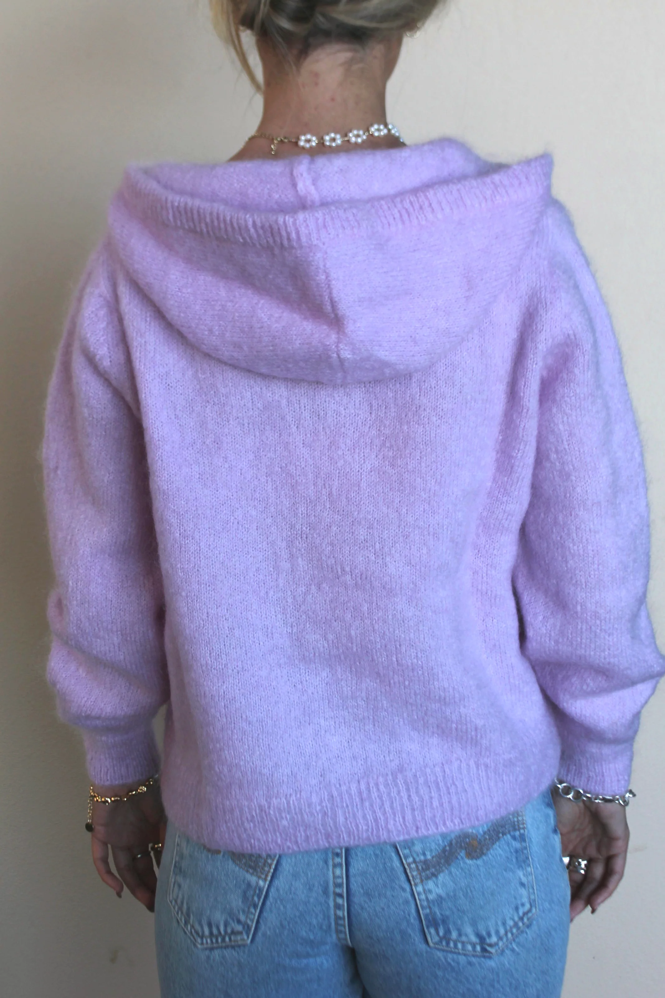 MAISON ANJE Womens Lenebula Kid Mohair Hooded Zip Cardigan Lilac - Image 4