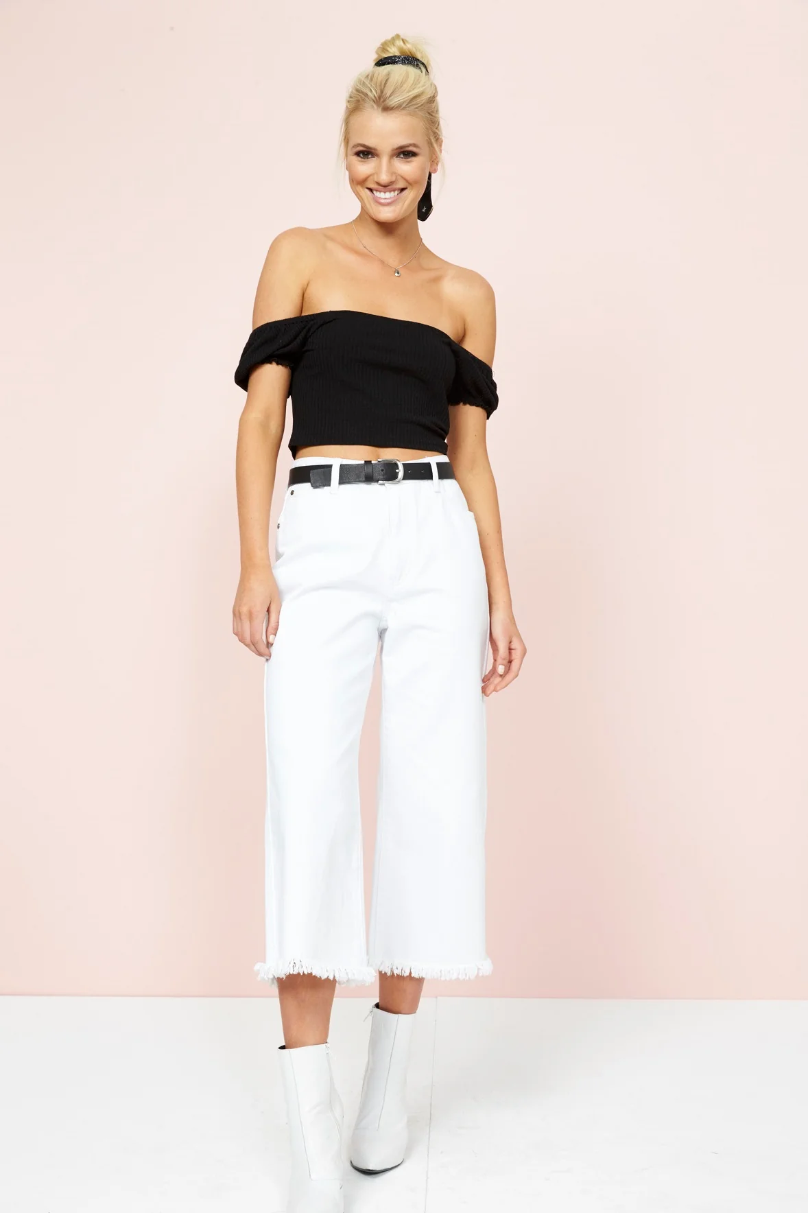 MinkPink PRAIRIE RIB CROP TOP - Black - Image 4