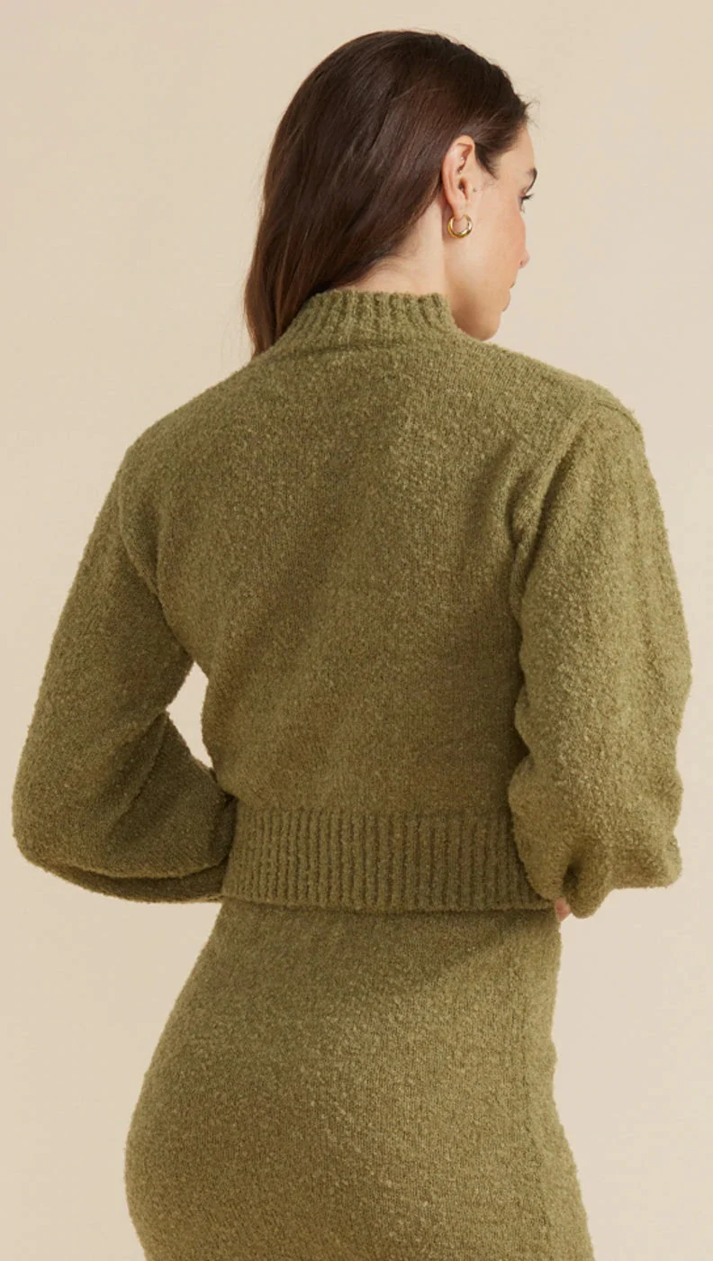 MINKPINK Womens Cher Crop Jumper Khaki - Image 3