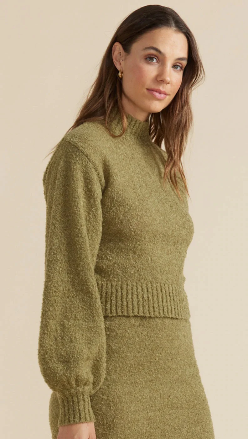 MINKPINK Womens Cher Crop Jumper Khaki - Image 4