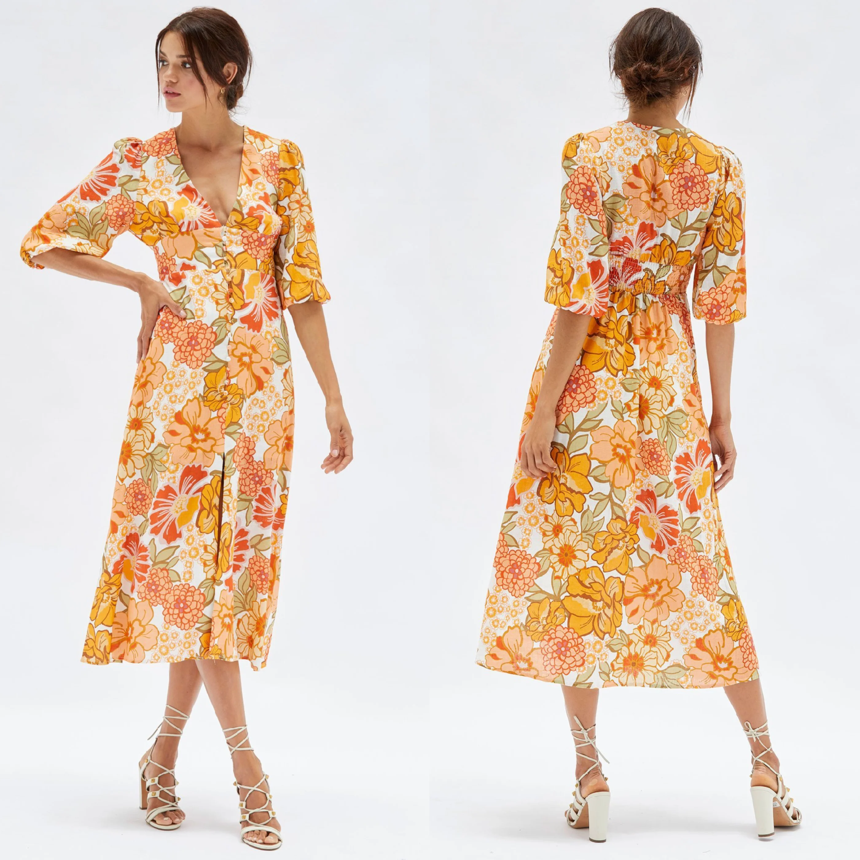 MINKPINK Womens Elaheh V-Neck Midi Dress - Summer Floral - Image 2