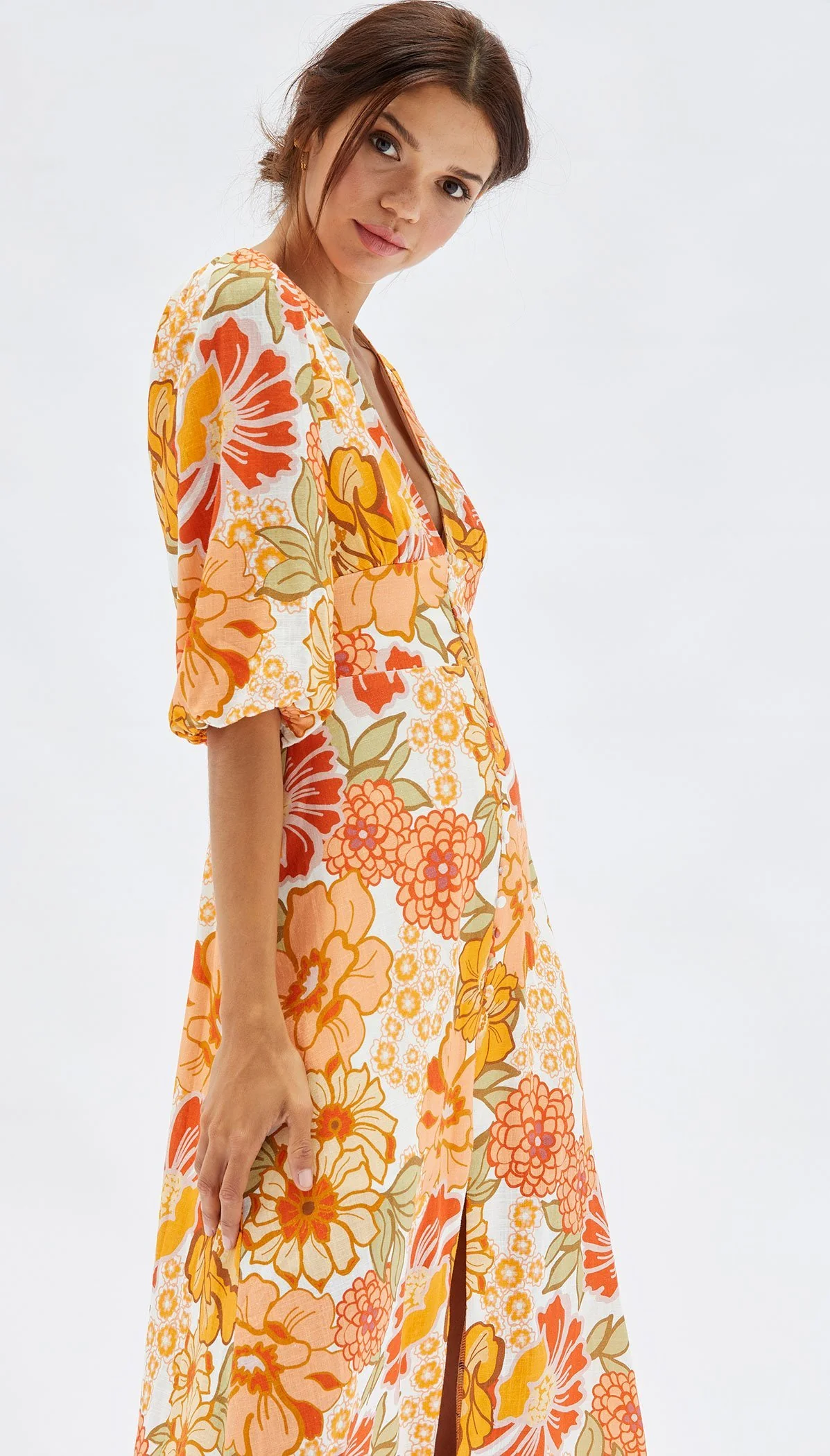 MINKPINK Womens Elaheh V-Neck Midi Dress - Summer Floral - Image 3