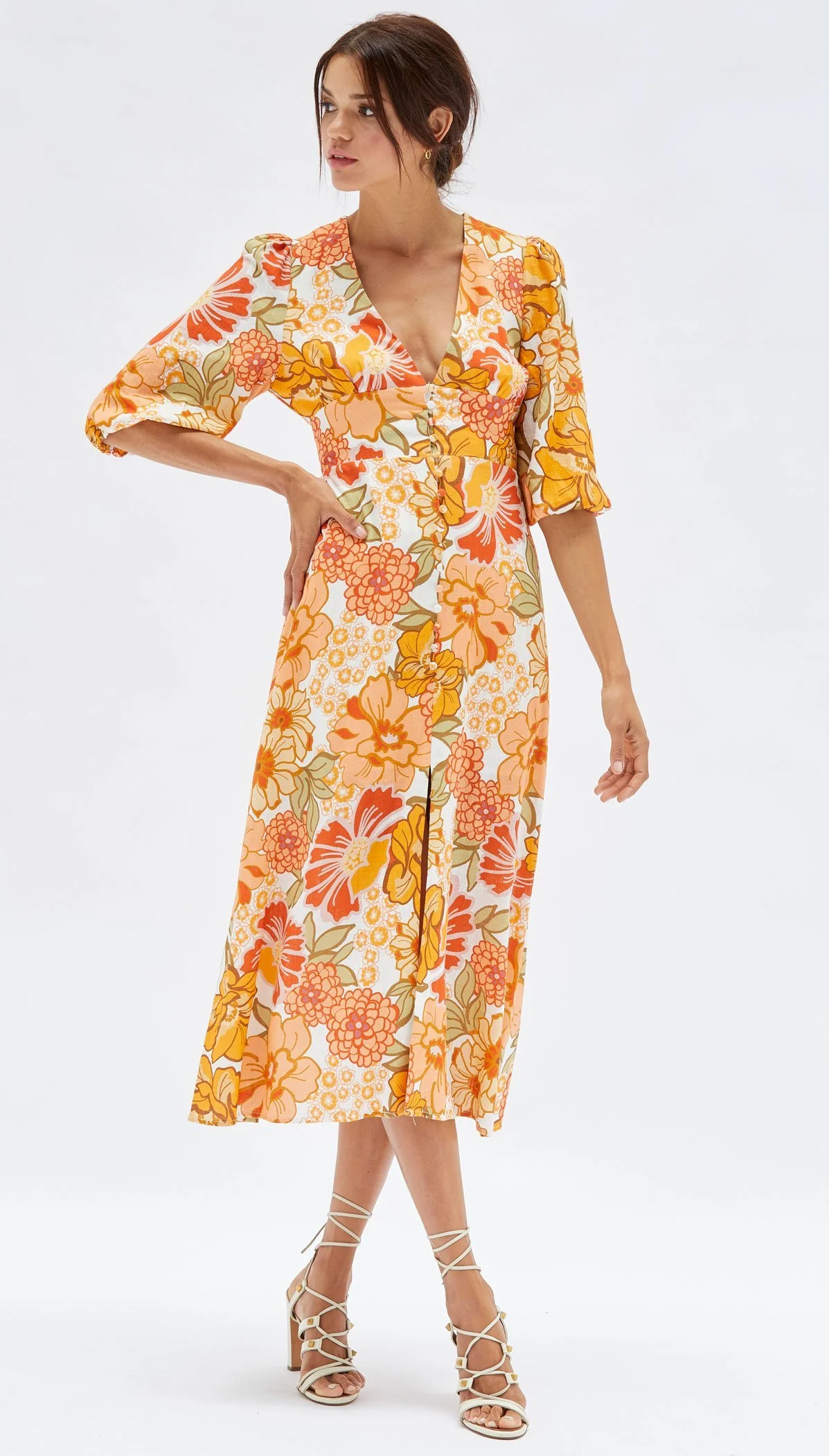 MINKPINK Womens Elaheh V-Neck Midi Dress - Summer Floral - Image 7