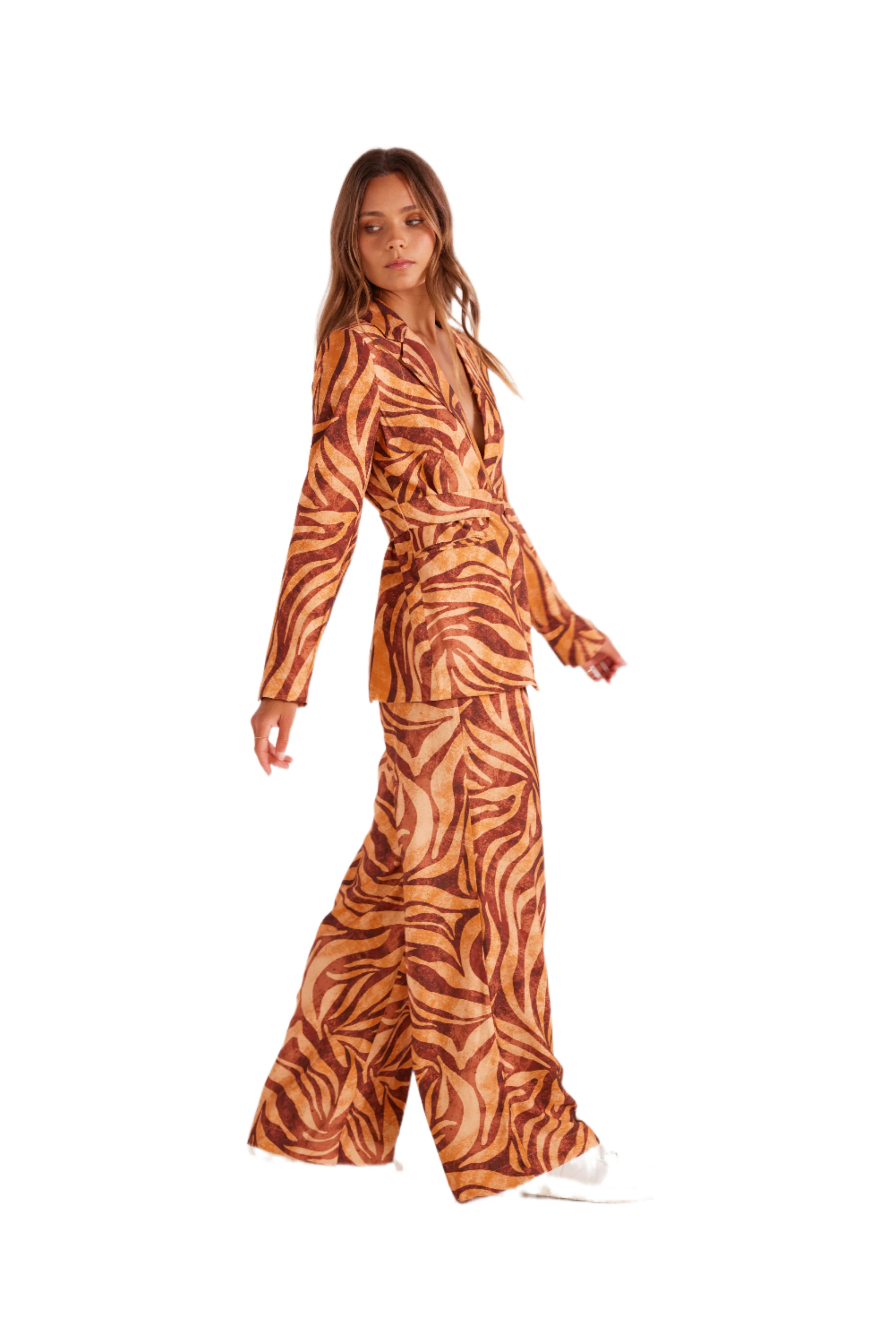 MINKPINK Womens Goldie Wide Leg Pants - Animal Print - Image 5
