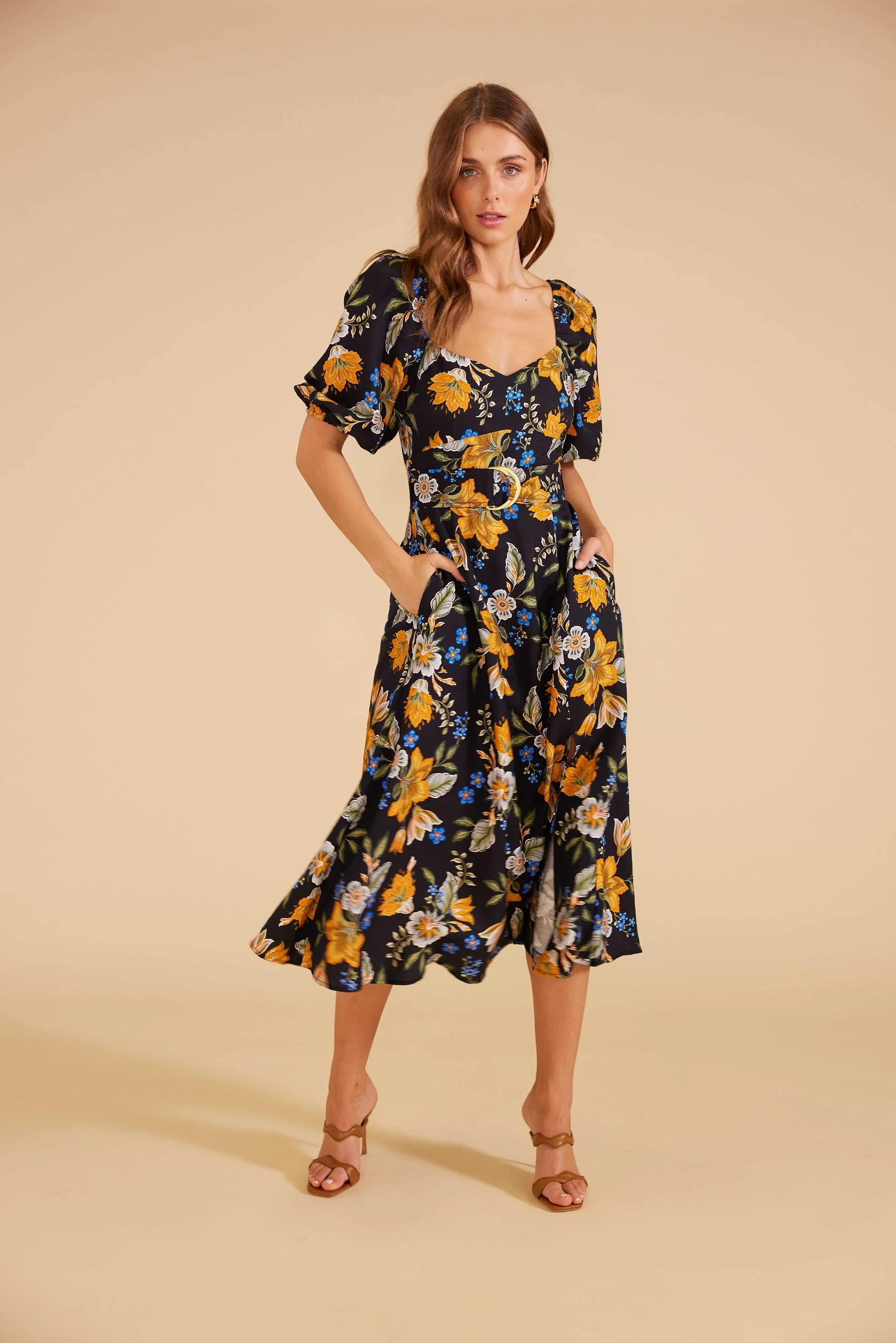 MINKPINK Womens Laurene Midi Dress - Black Floral - Image 5