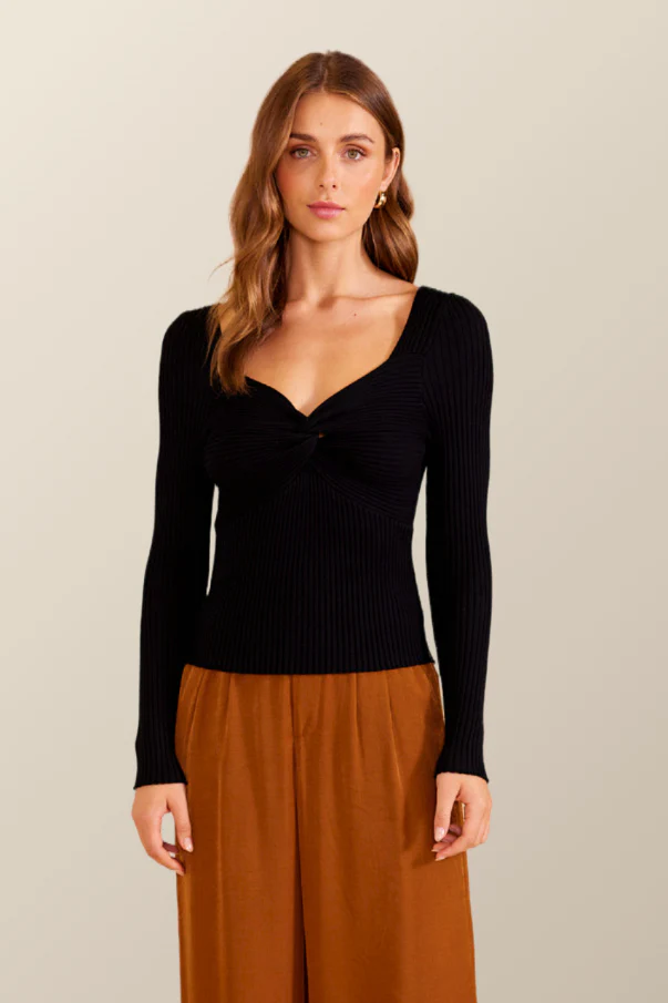 MINKPINK Womens Nora Knit Top - Black - Image 2