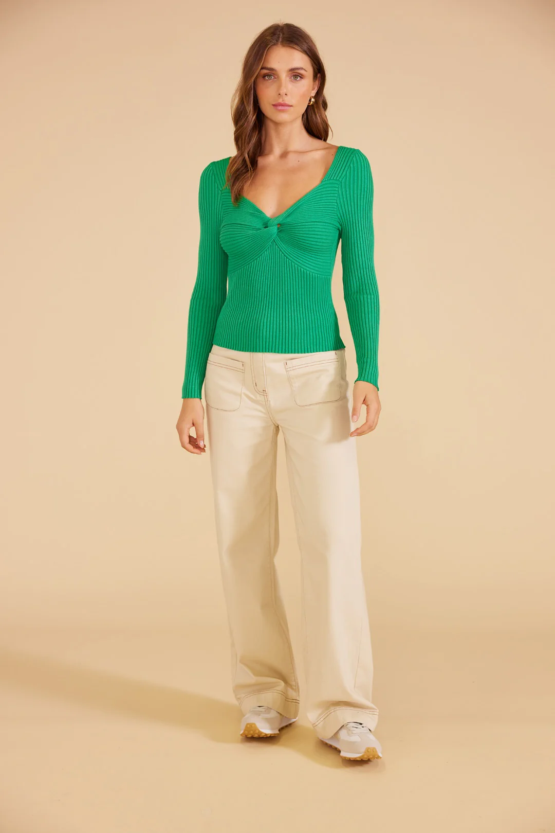 MINKPINK Womens Nora Knit Top Green - Image 7